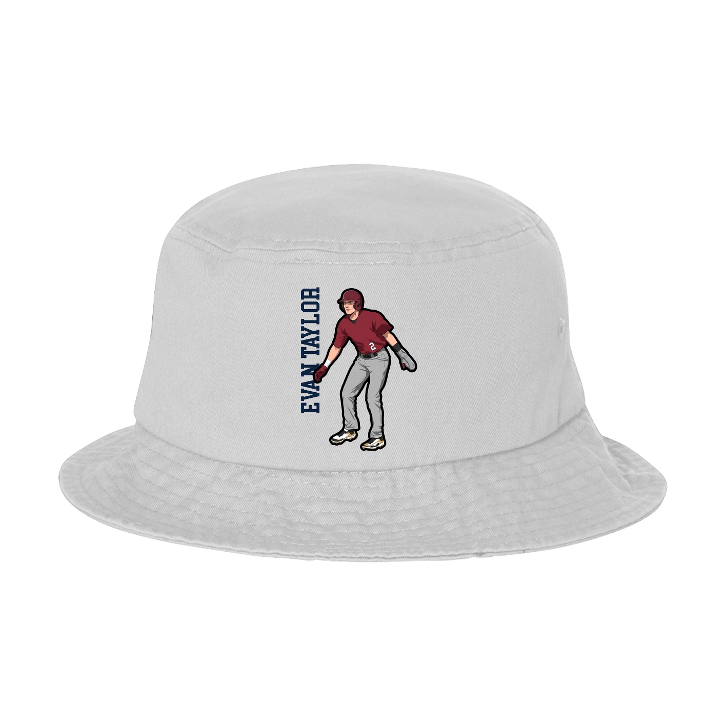 Bucket Cap — Name Vertical in White