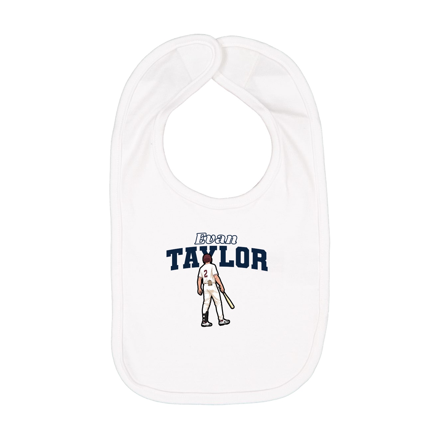 Infant Bib — Name Arch in White