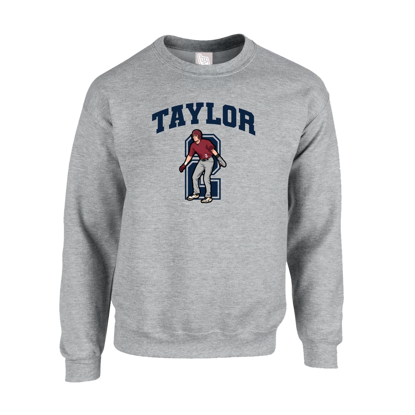 Fleece Crew — Number in Grey