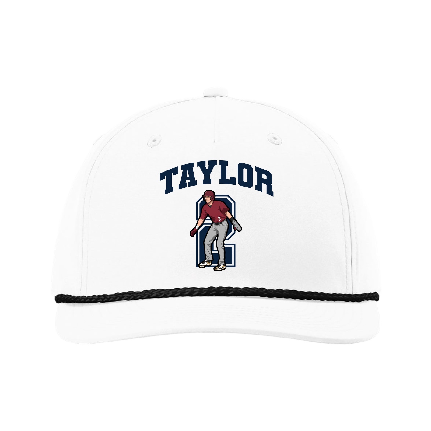 Five-Panel Classic Rope Cap — Number in White