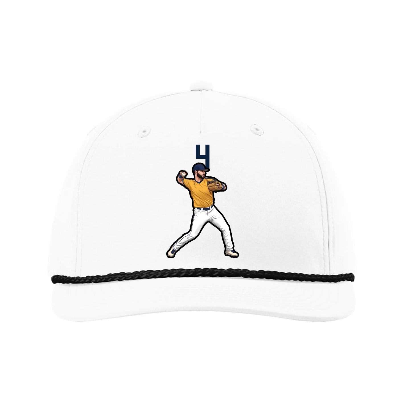 Five-Panel Classic Rope Cap — Number Top in White
