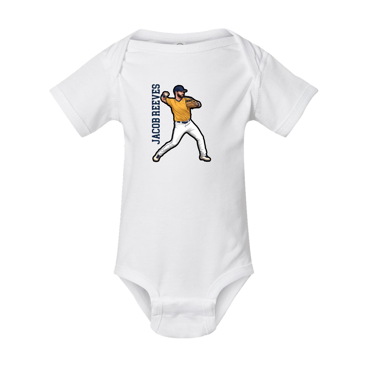 Baby Onesie — Name Vertical in White