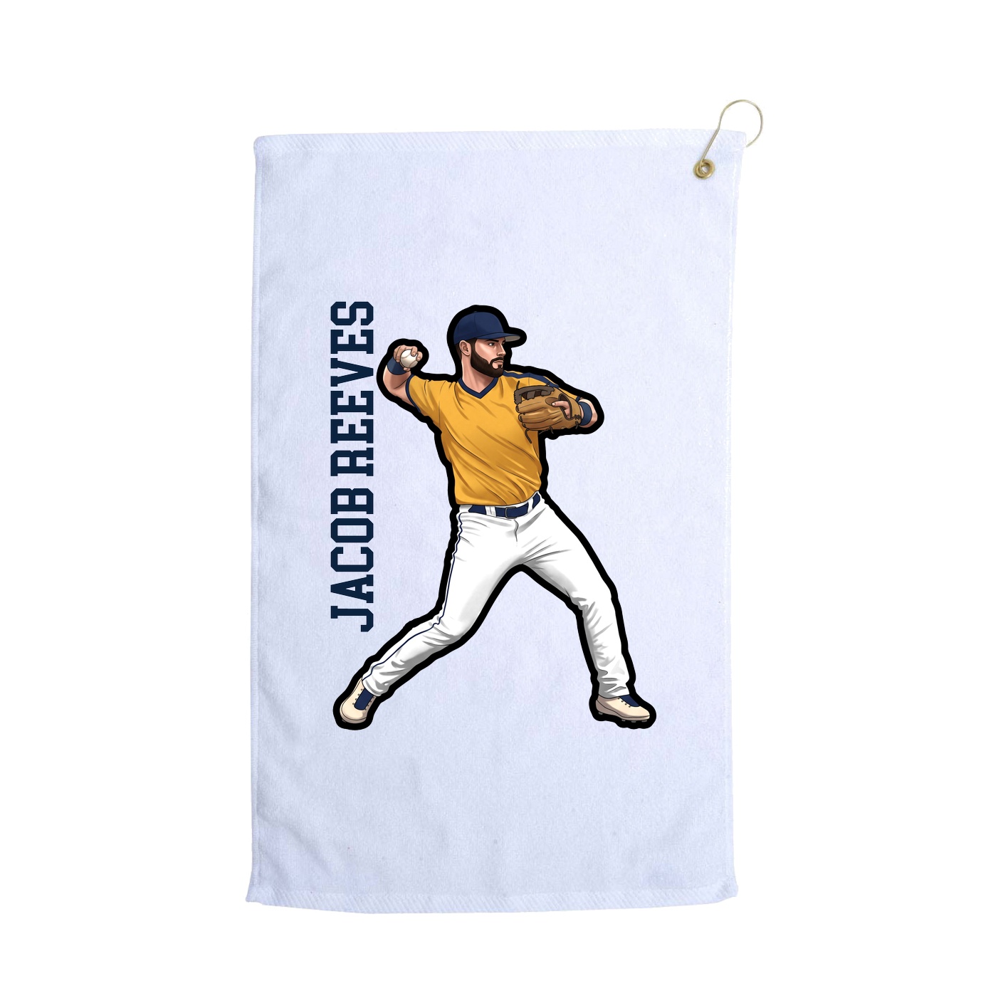 Golf Towel — Name Vertical in White
