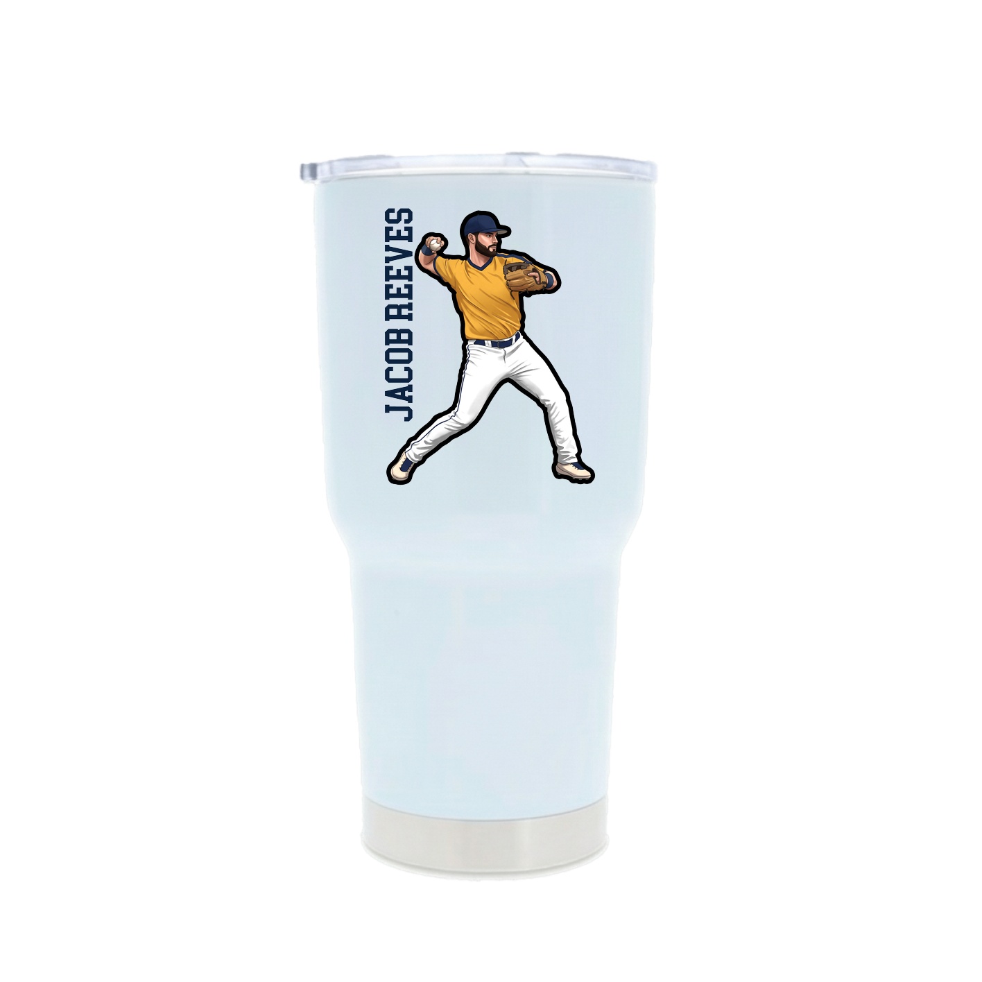 30oz Stainless Steel Tumbler — Name Vertical in White