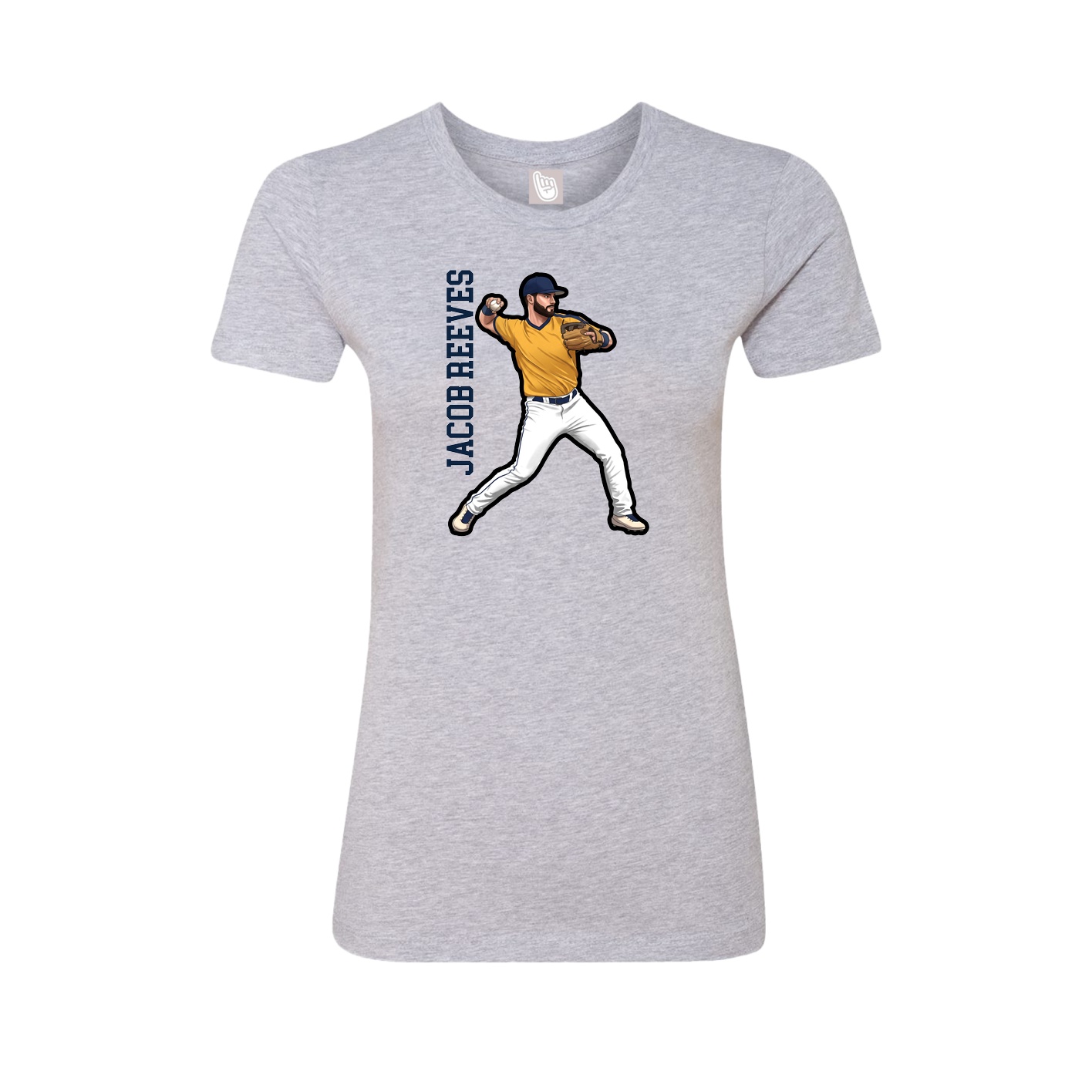 Fitted Women's Tee — Name Vertical in Grey