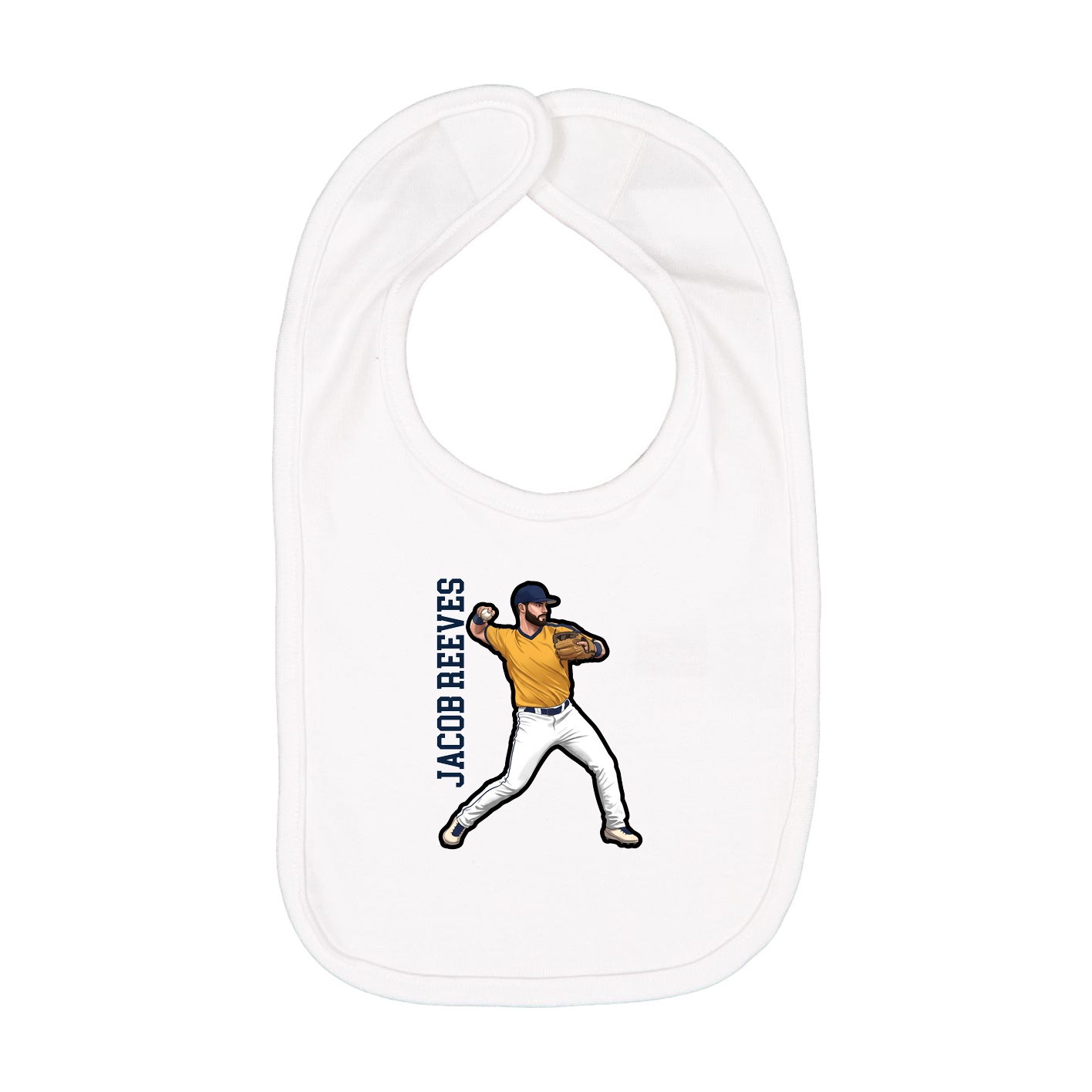 Infant Bib — Name Vertical in White