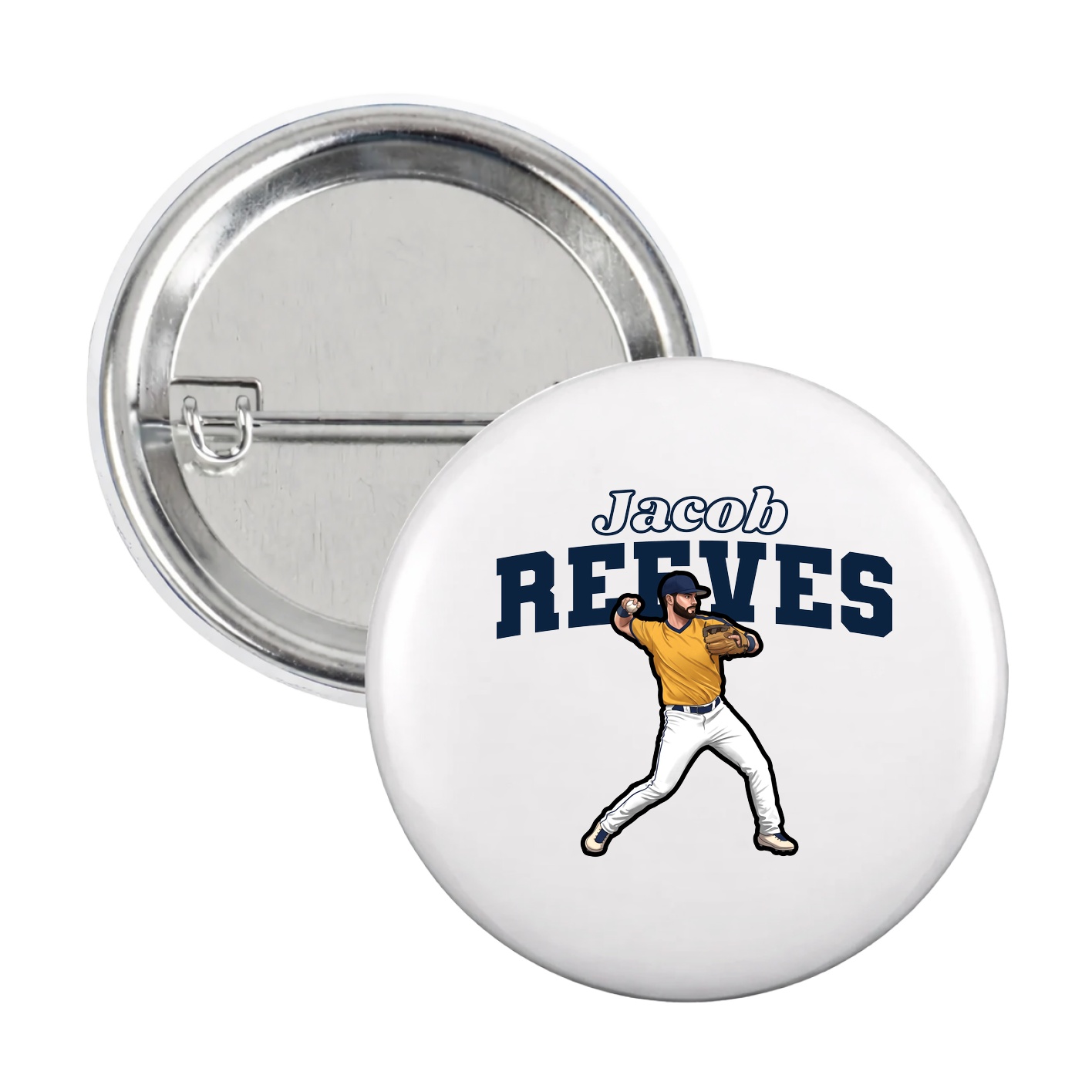 Game Day Button — Name Arch in White