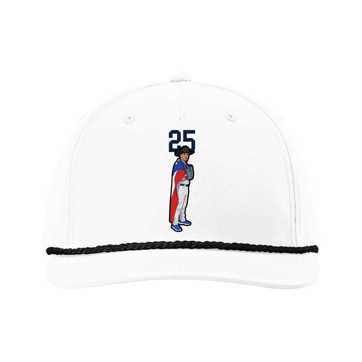 Five-Panel Classic Rope Cap — Number Top in White