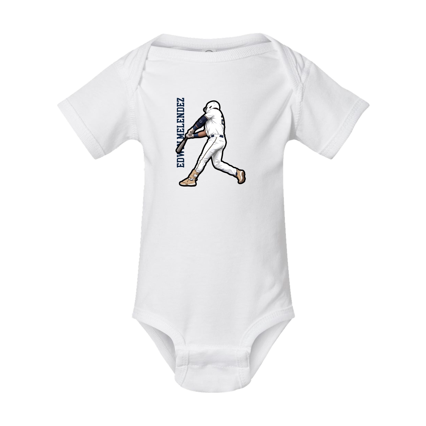 Baby Onesie — Name Vertical in White