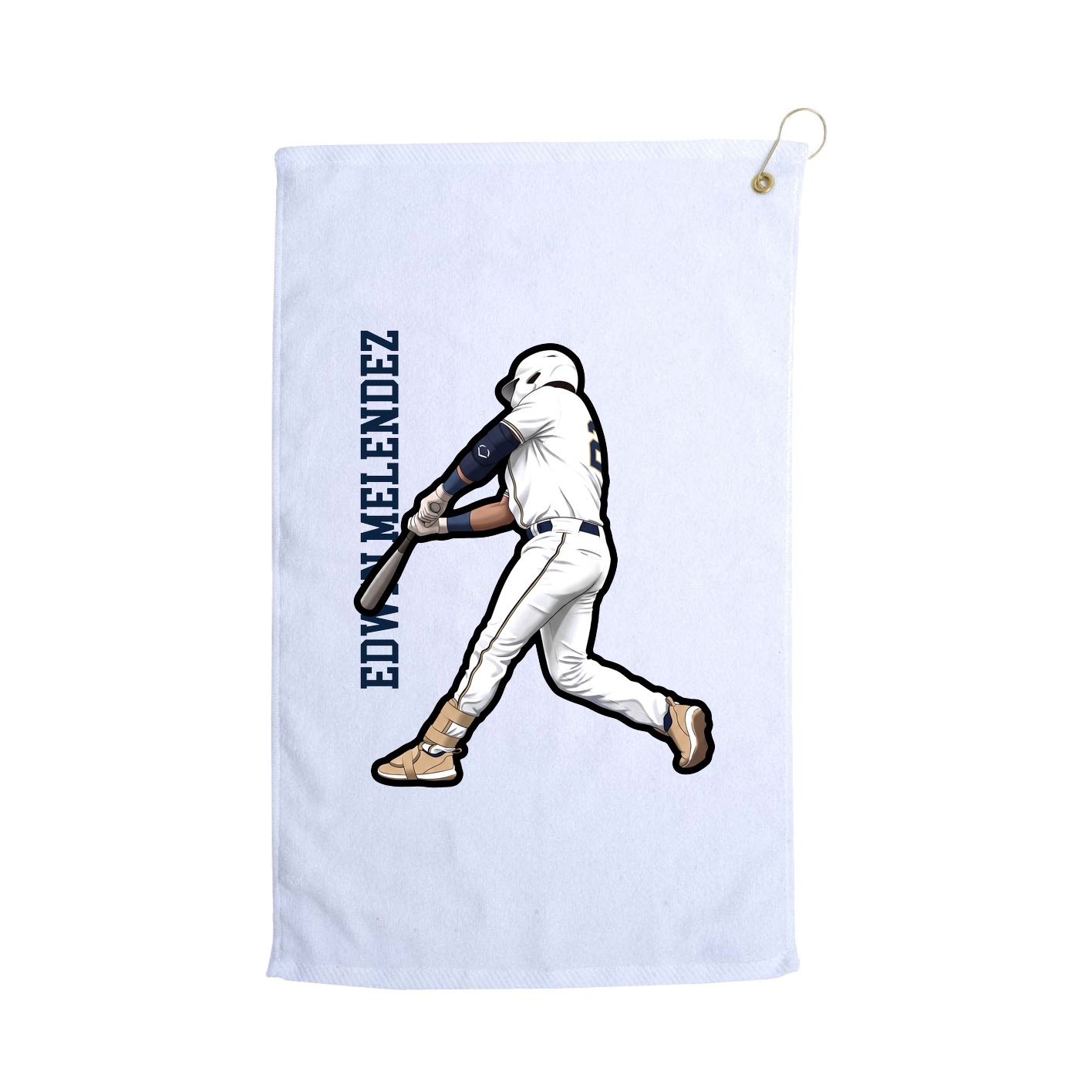 Golf Towel — Name Vertical in White