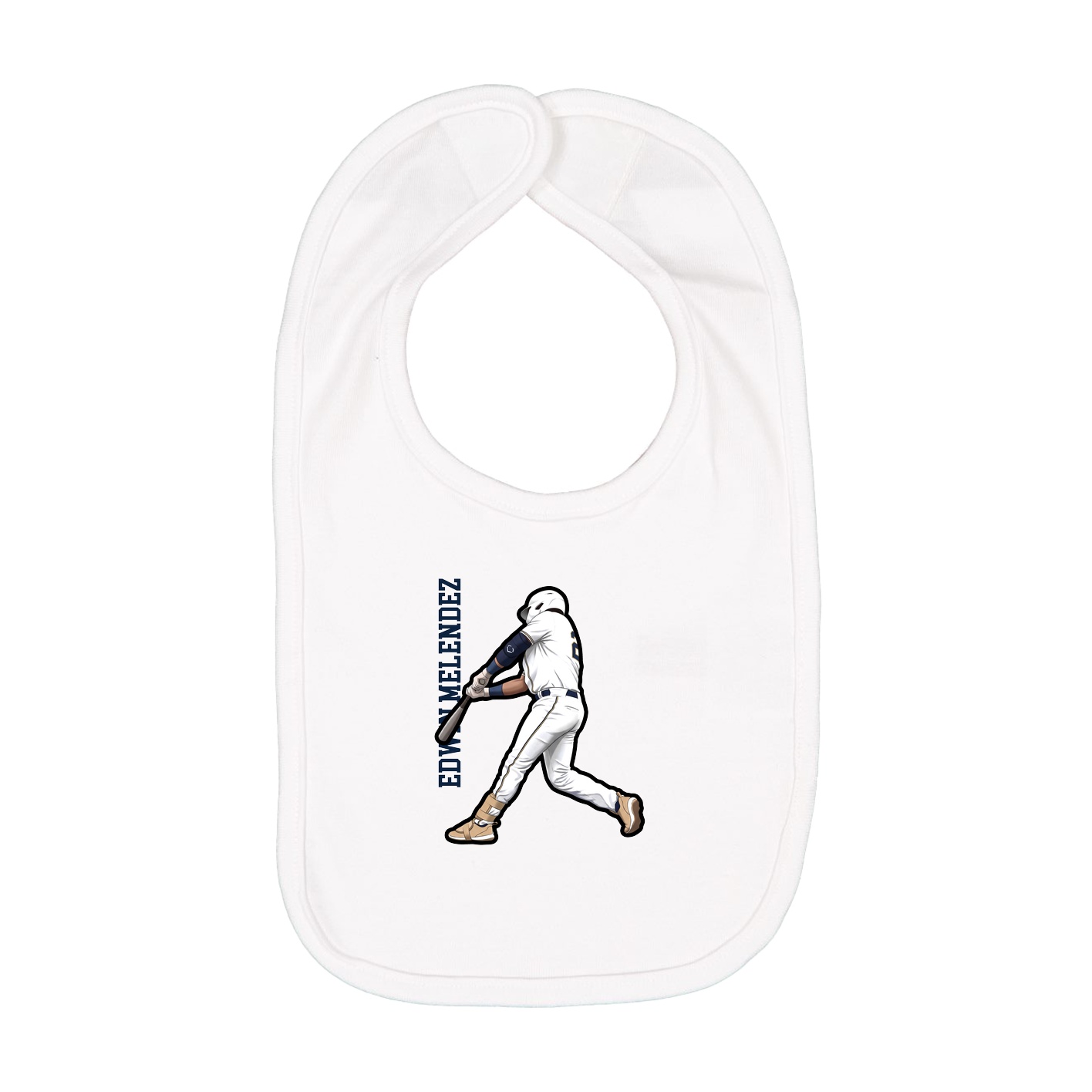 Infant Bib — Name Vertical in White