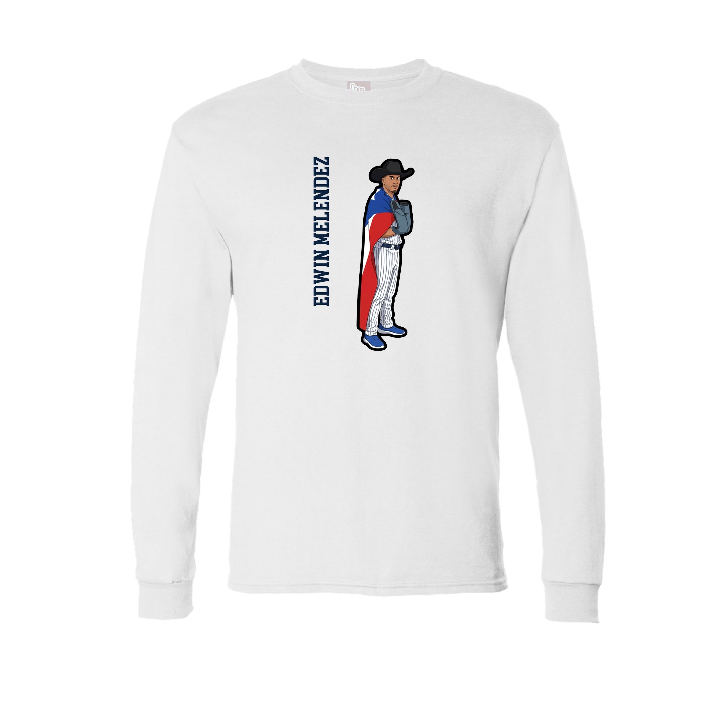 Long Sleeve Tee — Name Vertical in White
