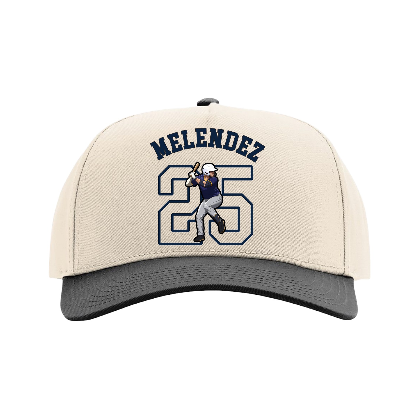 Full Fabric Five-Panel Champ Cap — Shirsey Arch in Cream/Black