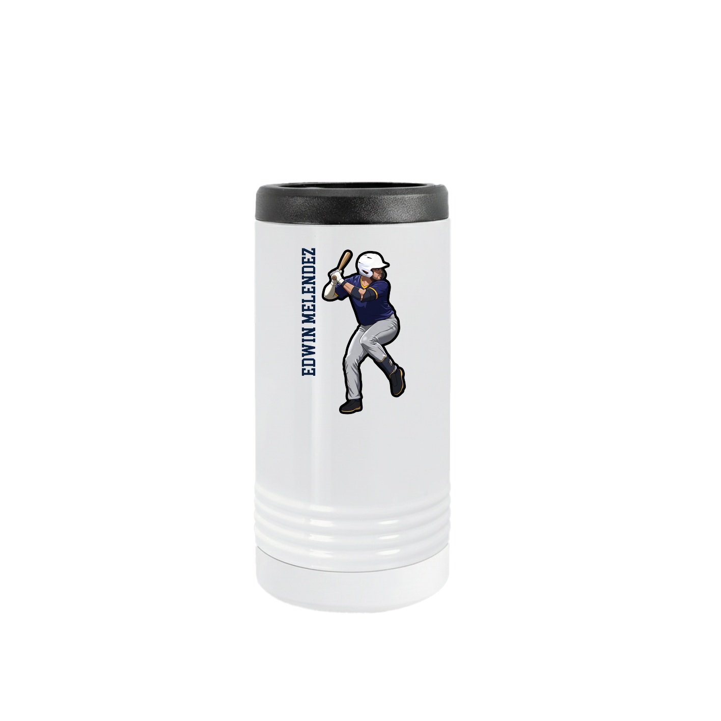 Slim Beverage Holder — Name Vertical in White