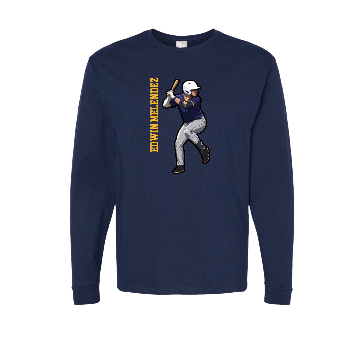 Long Sleeve Tee — Name Vertical in Navy