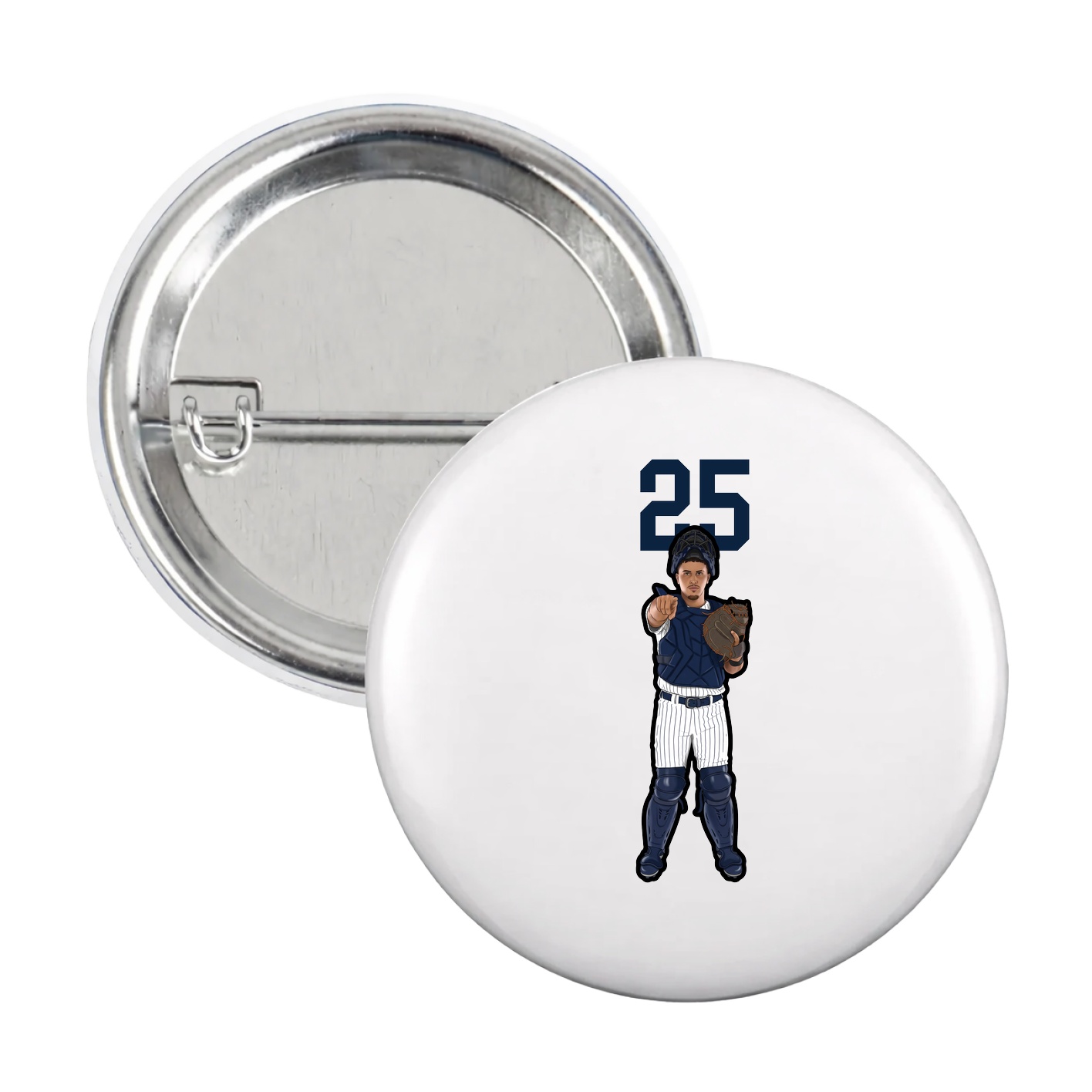 Game Day Button — Number Top in White