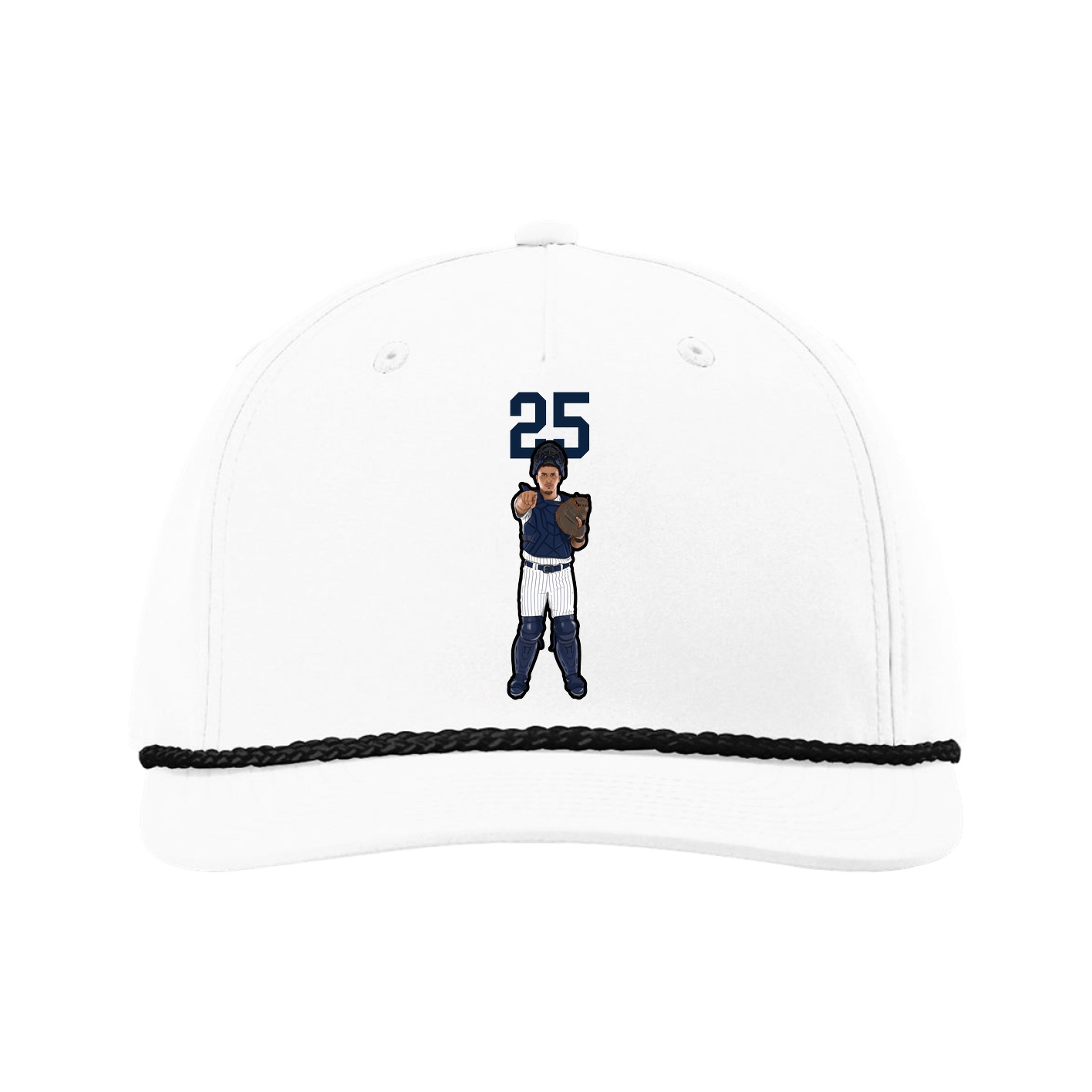 Five-Panel Classic Rope Cap — Number Top in White