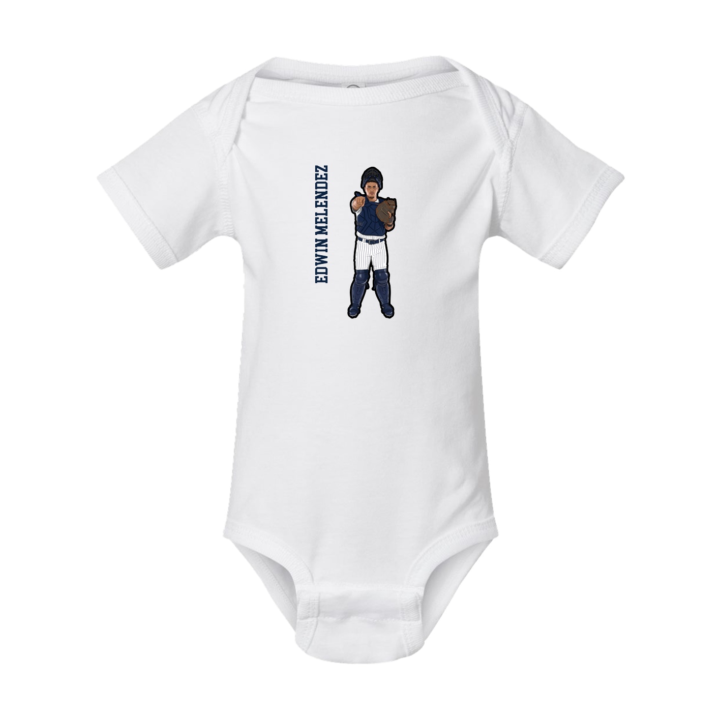 Baby Onesie — Name Vertical in White