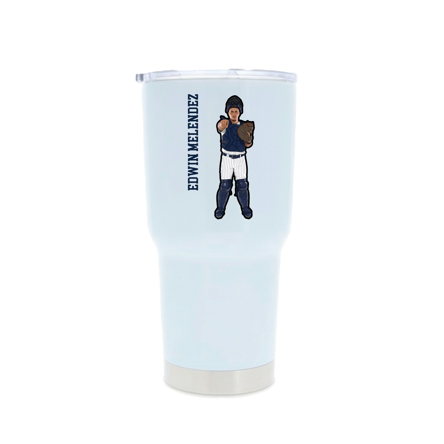 30oz Stainless Steel Tumbler — Name Vertical in White
