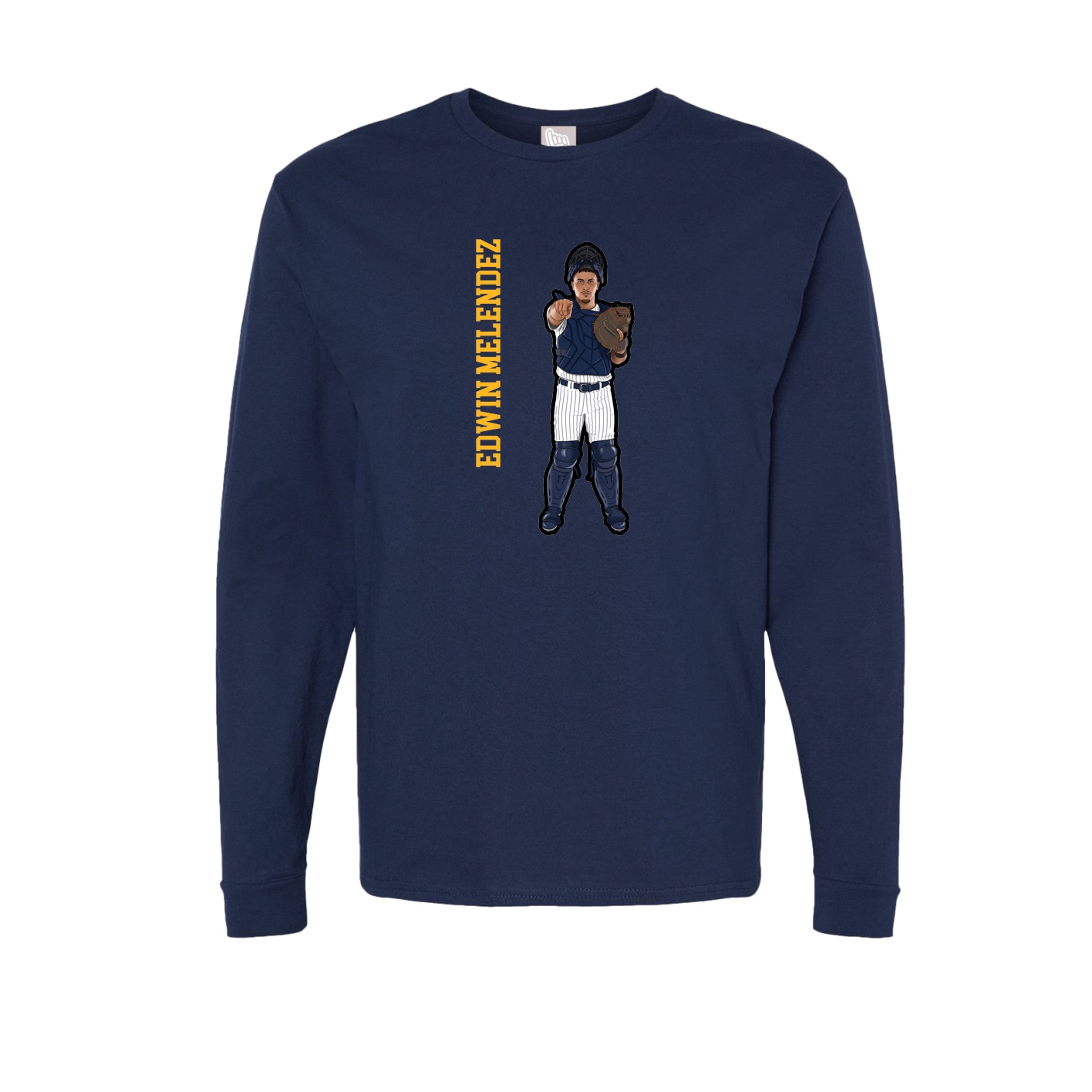 Long Sleeve Tee — Name Vertical in Navy
