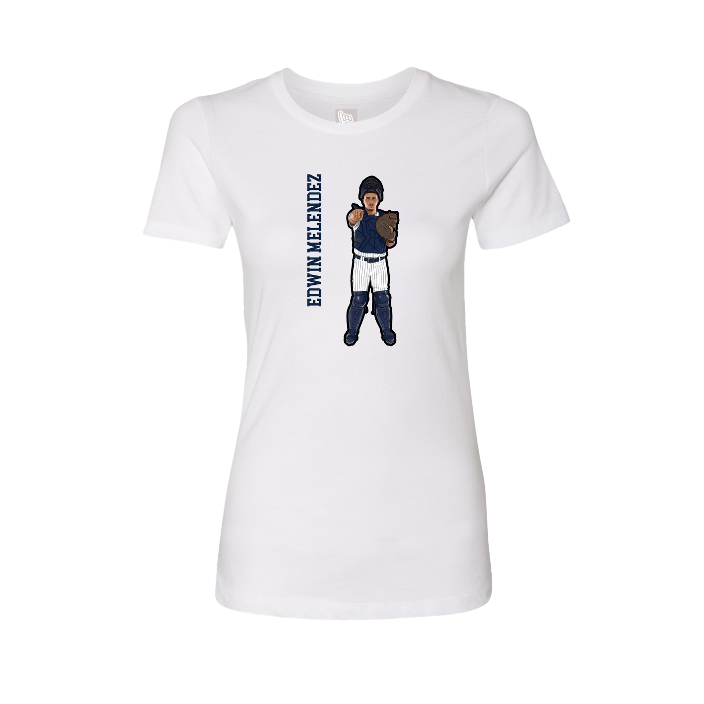 Womens Tee — Name Vertical in White