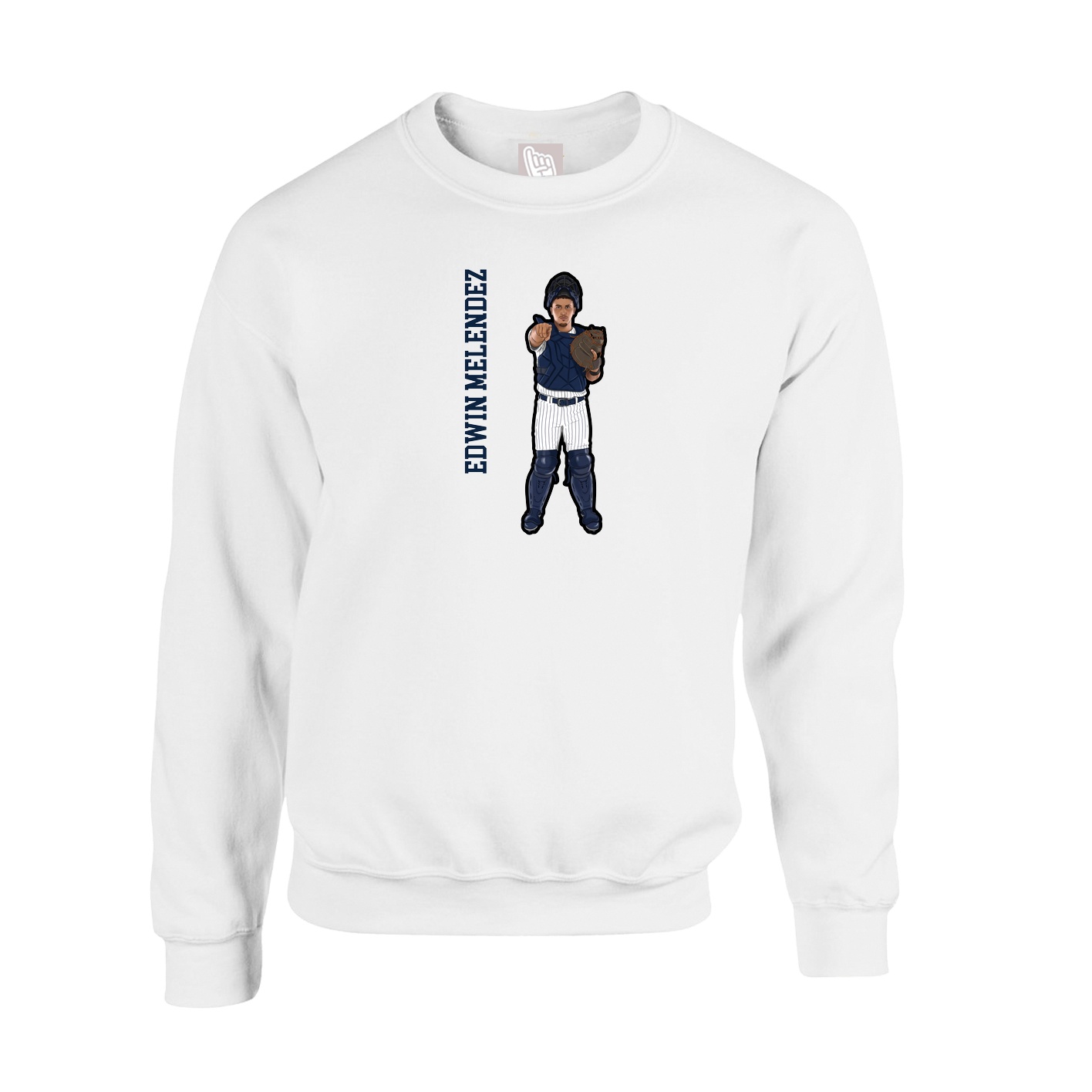 Fleece Crew — Name Vertical in White