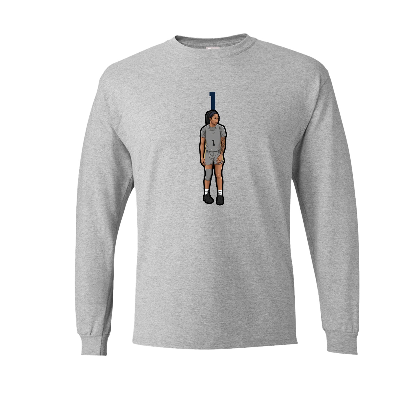 Long Sleeve Tee — Number Top in Grey