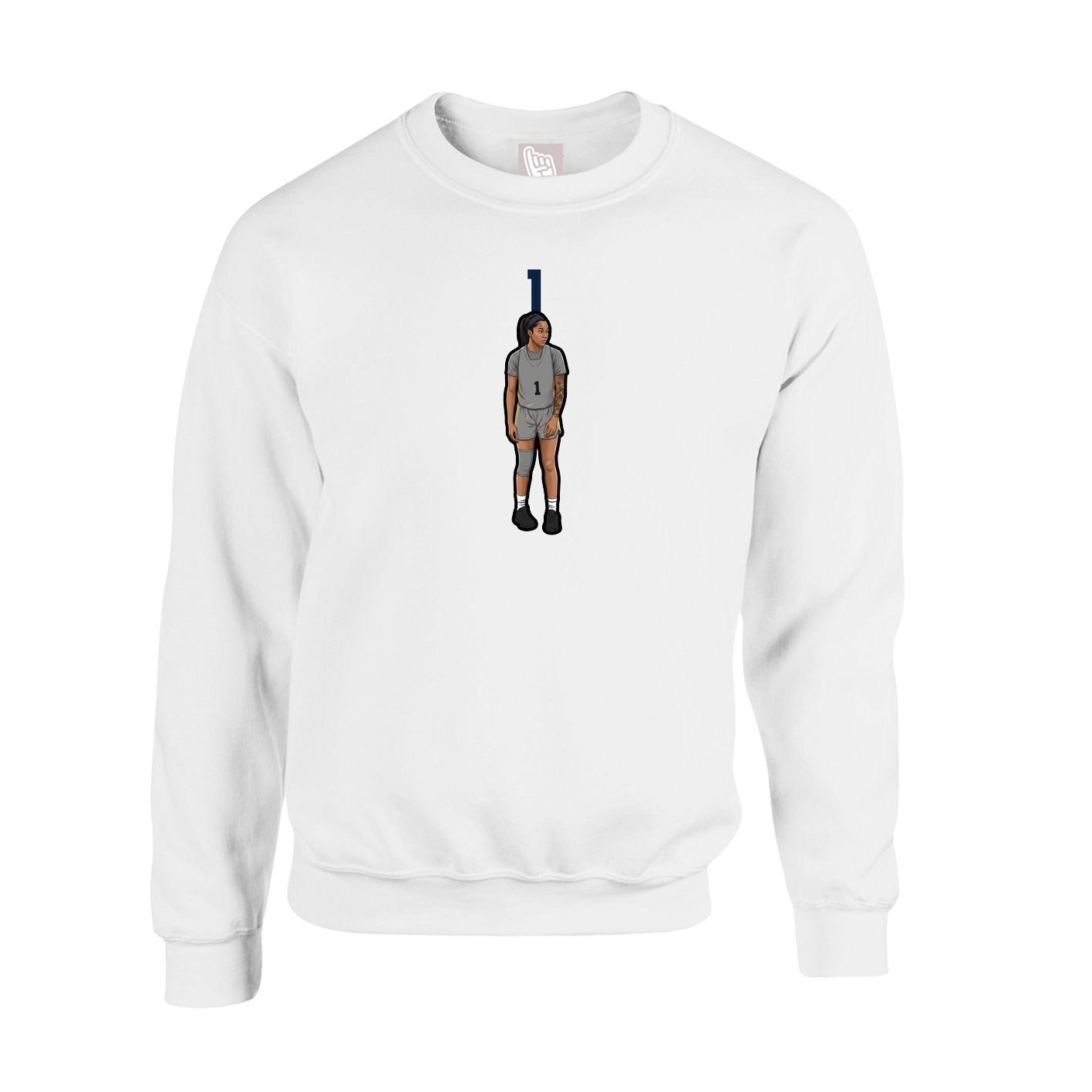 Fleece Crew — Number Top in White