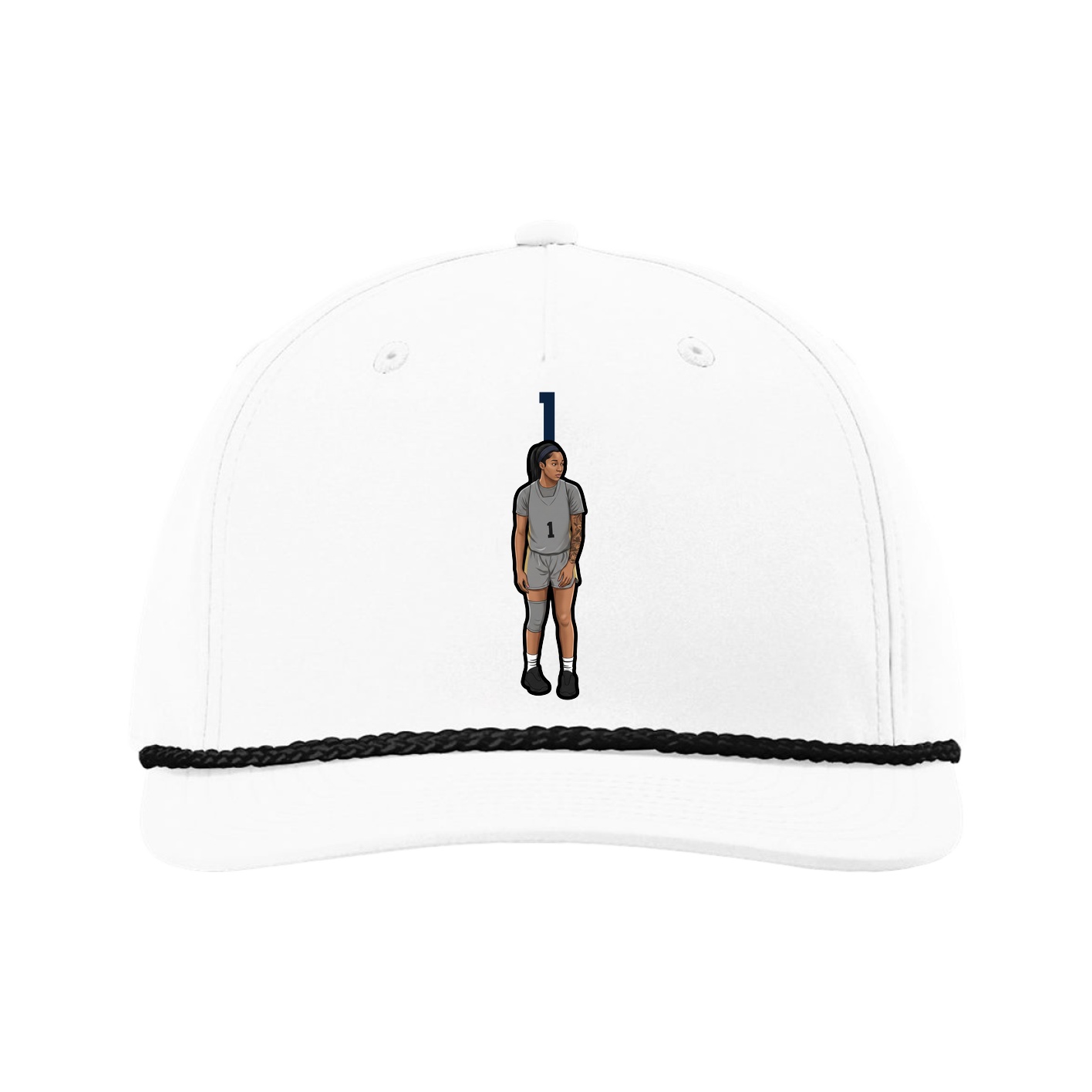 Five-Panel Classic Rope Cap — Number Top in White