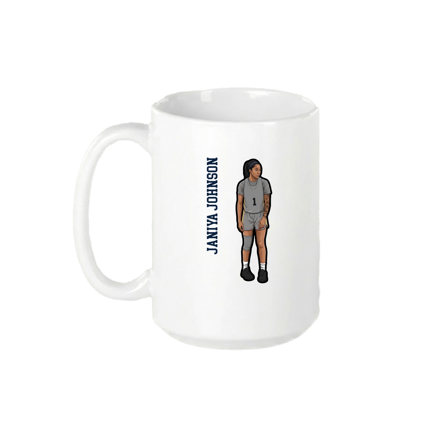 15oz Coffee Mug — Name Vertical in White