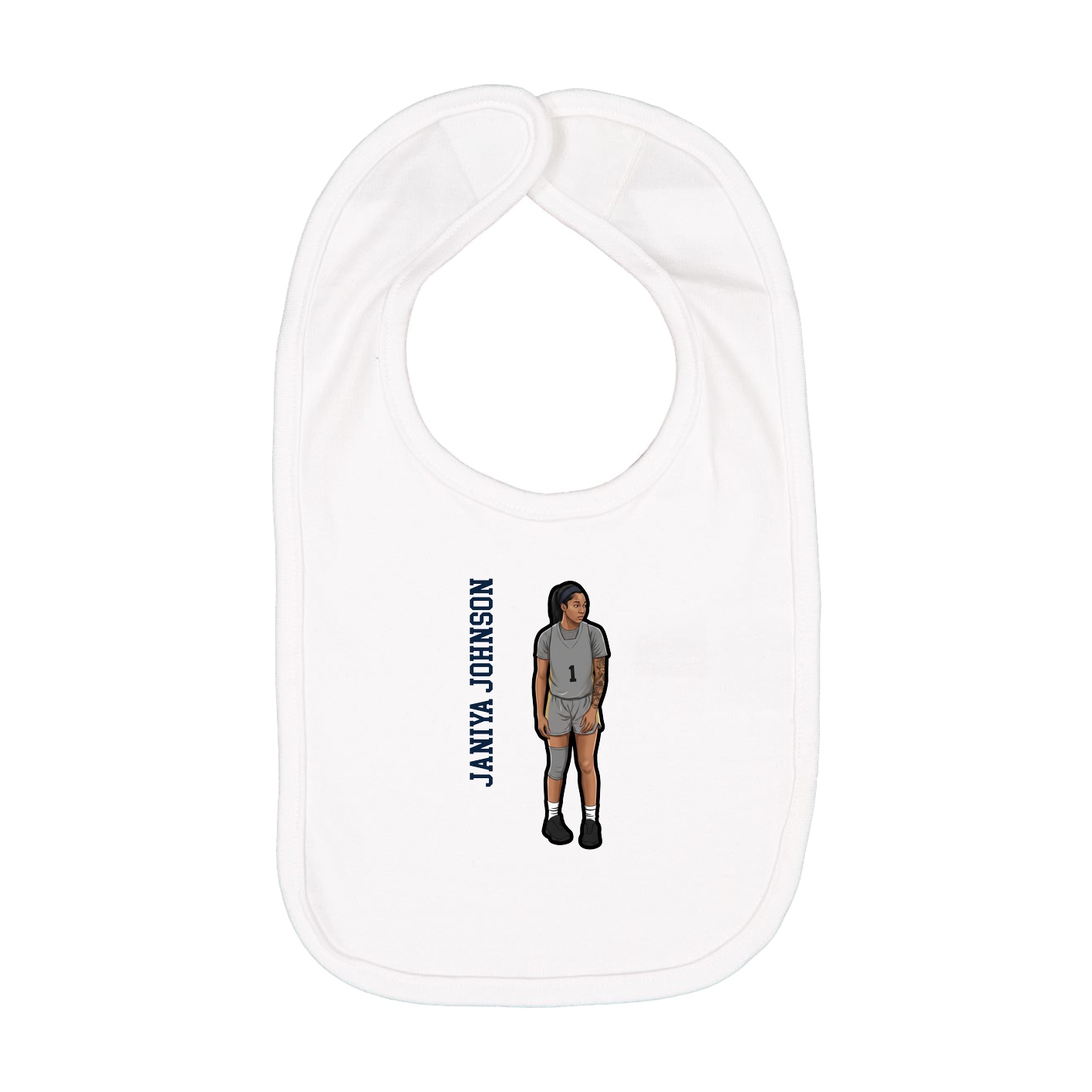 Infant Bib — Name Vertical in White