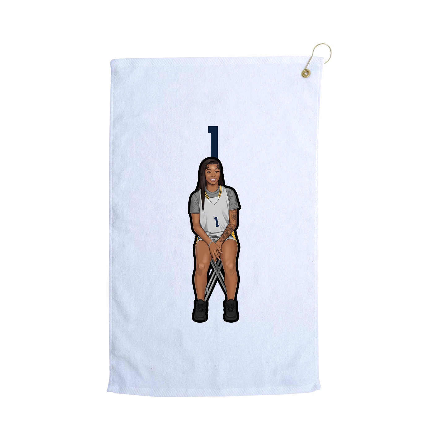 Golf Towel — Number Top in White