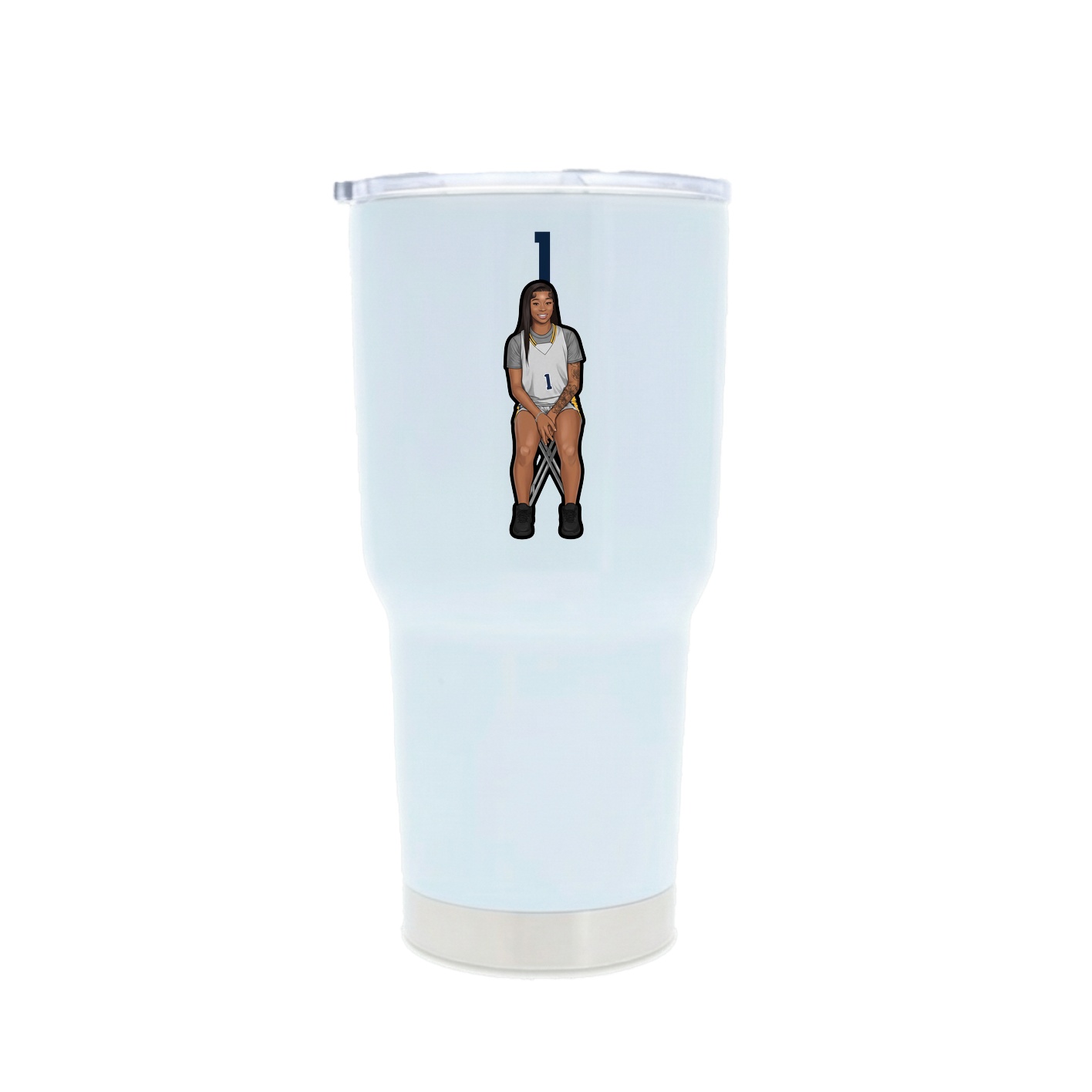 30oz Stainless Steel Tumbler — Number Top in White