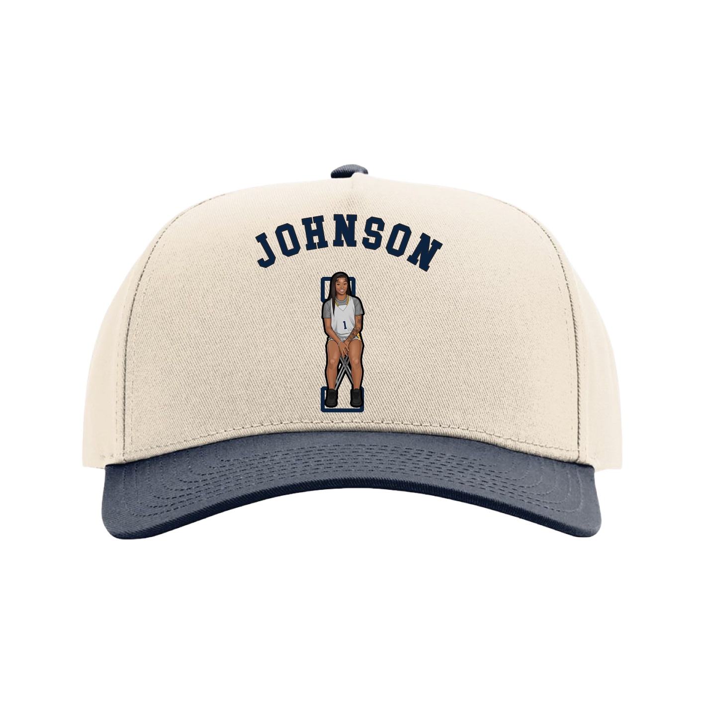 Full Fabric Five-Panel Champ Cap — Shirsey Arch in Cream/Navy