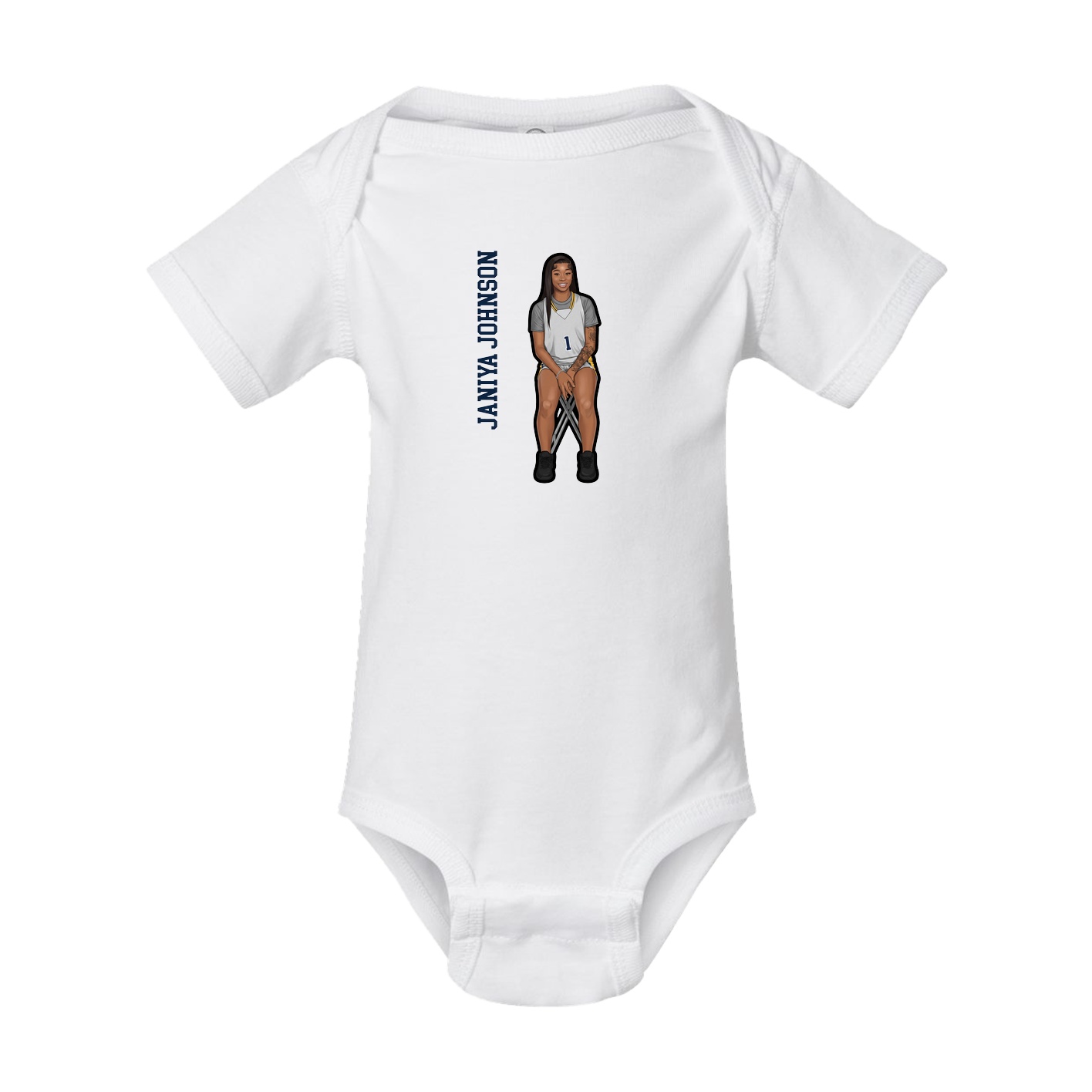 Baby Onesie — Name Vertical in White