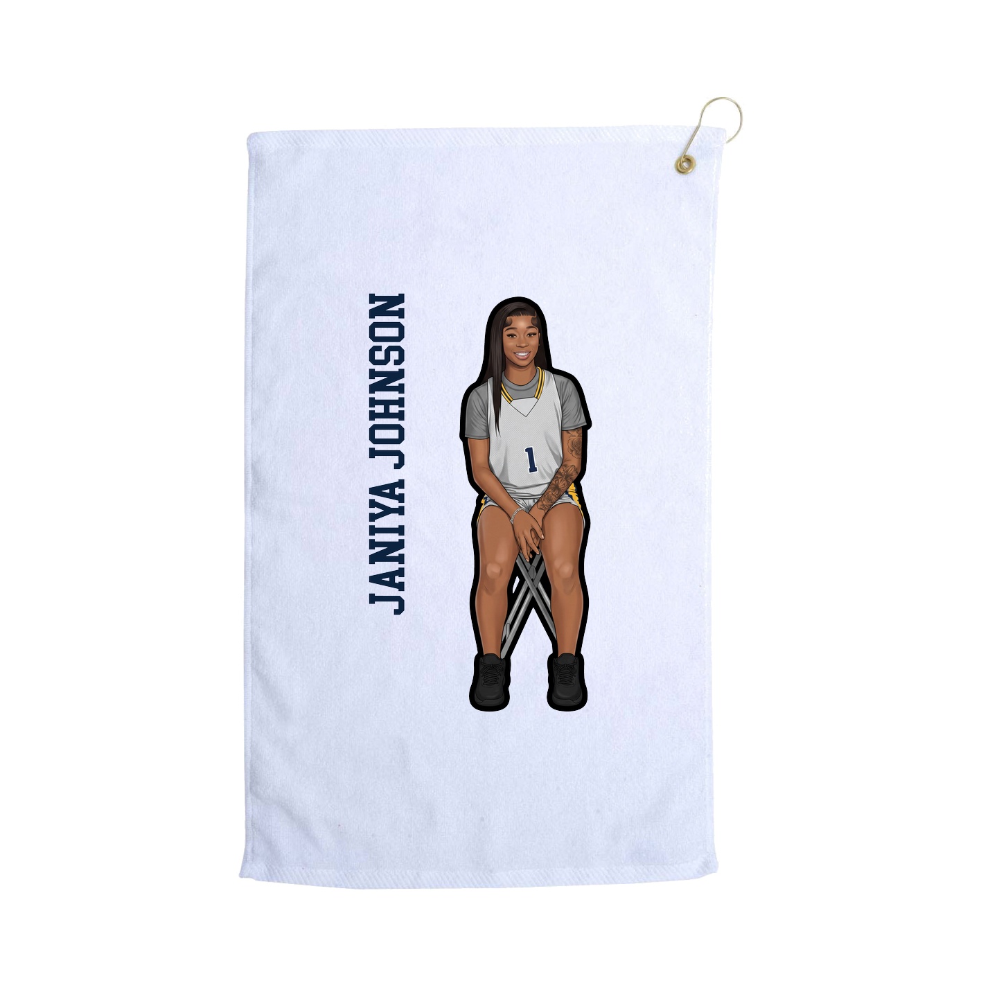 Golf Towel — Name Vertical in White