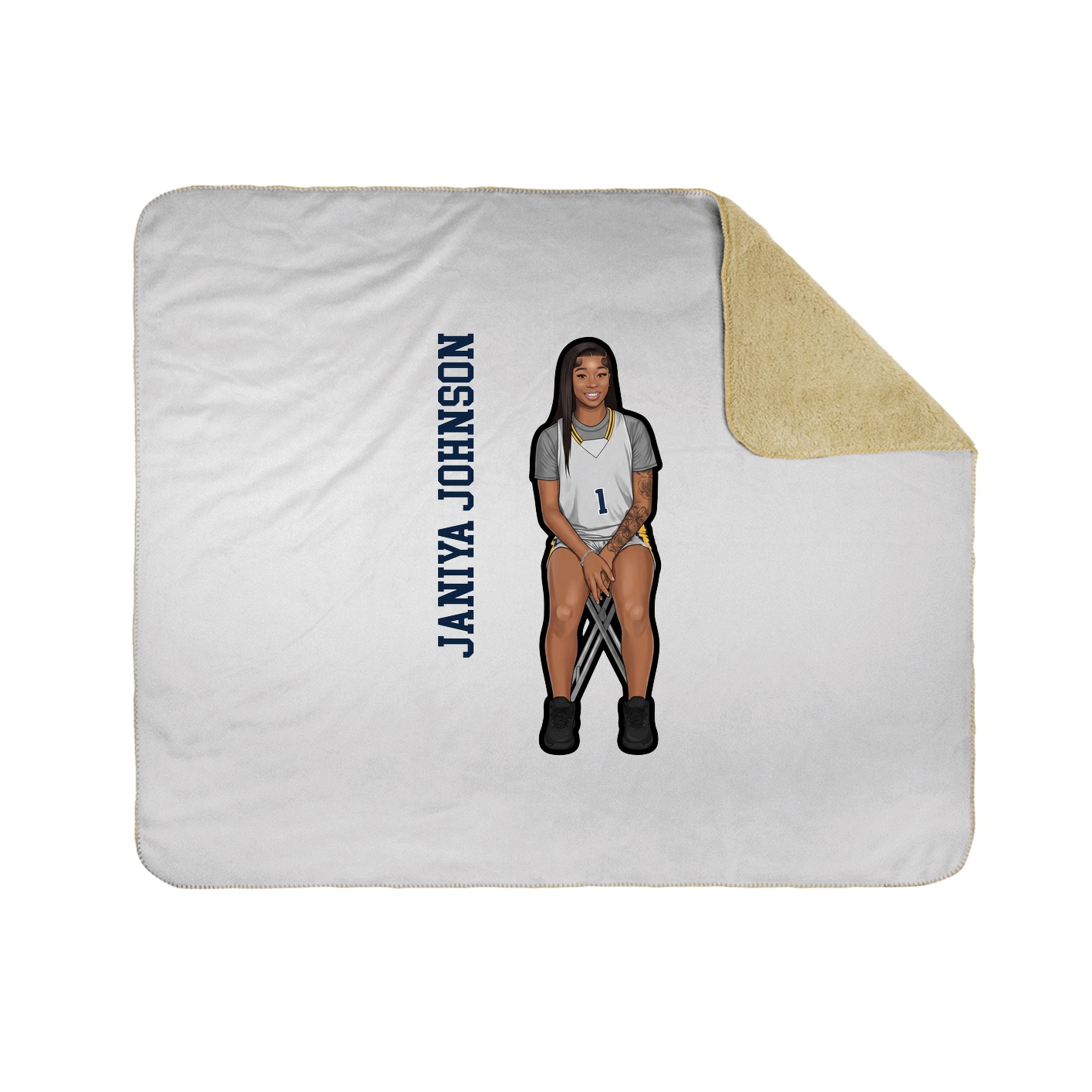 Throw Blanket — Name Vertical in White