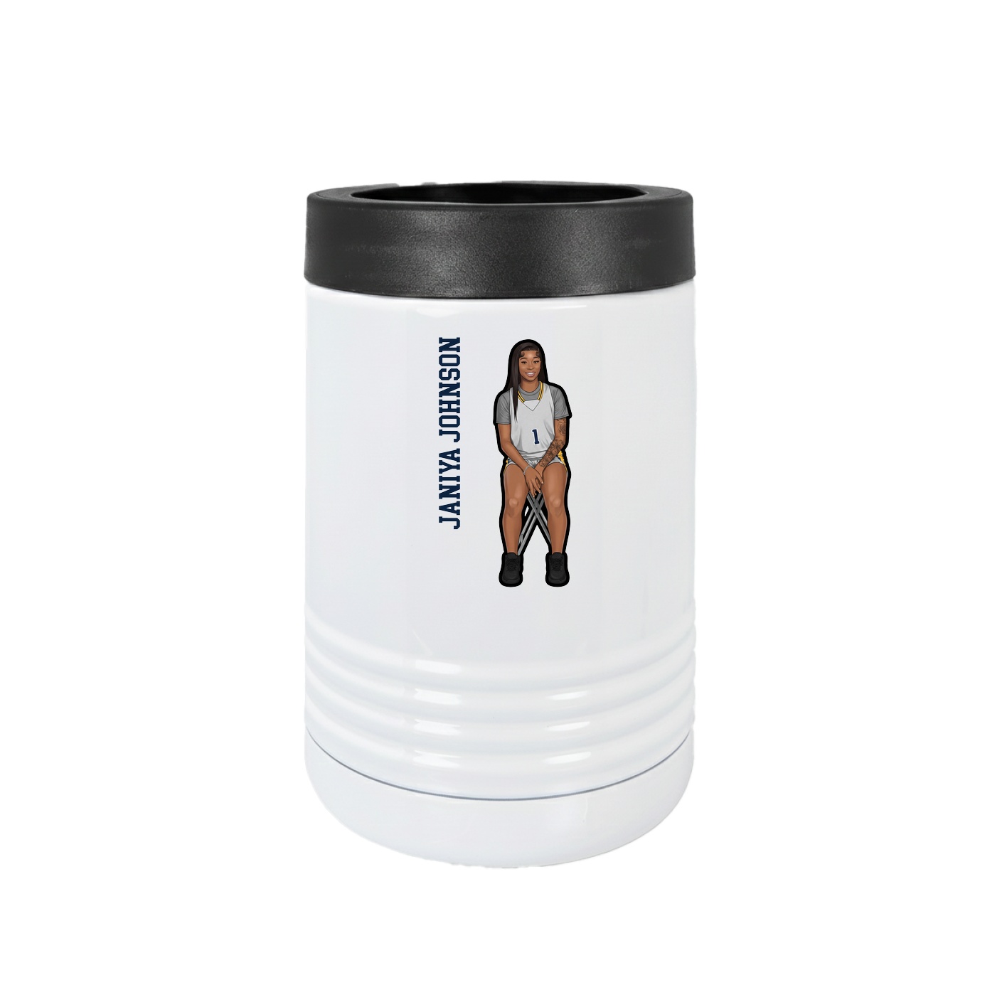 Beverage Holder — Name Vertical in White