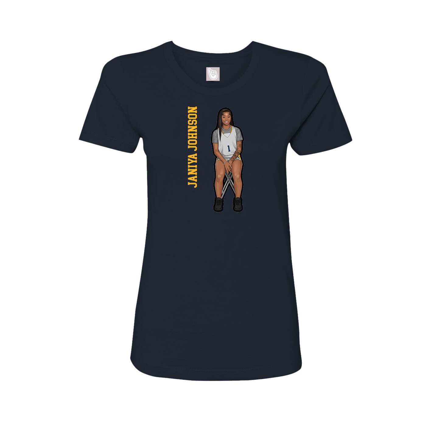 Womens Tee — Name Vertical in Navy