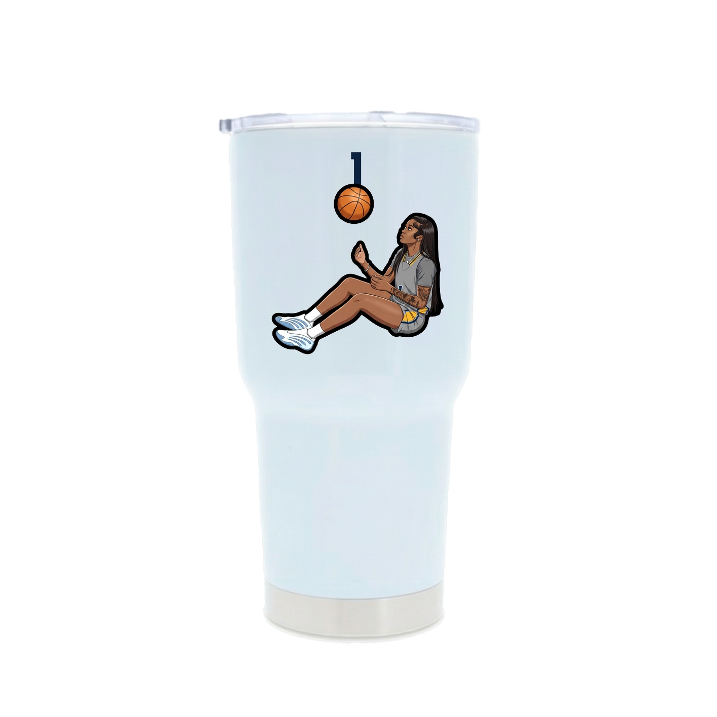 30oz Stainless Steel Tumbler — Number Top in White