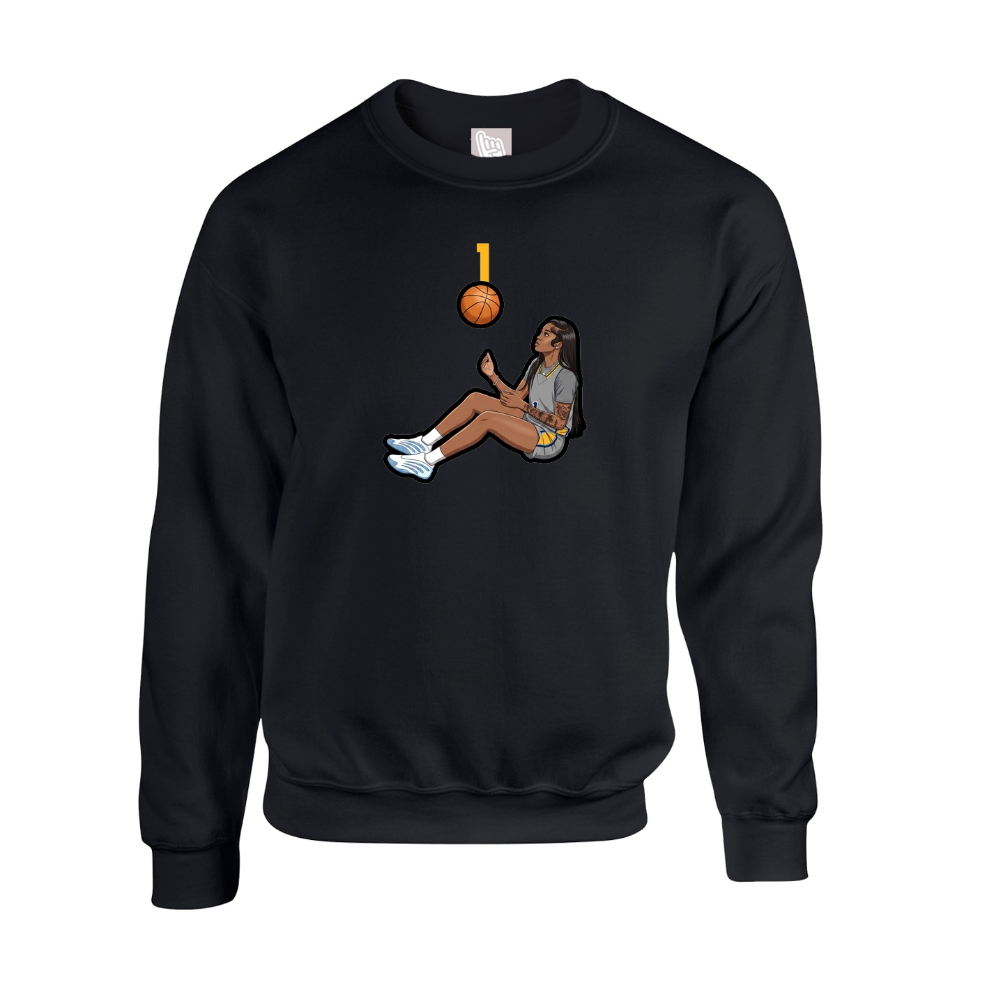 Fleece Crew — Number Top in Black