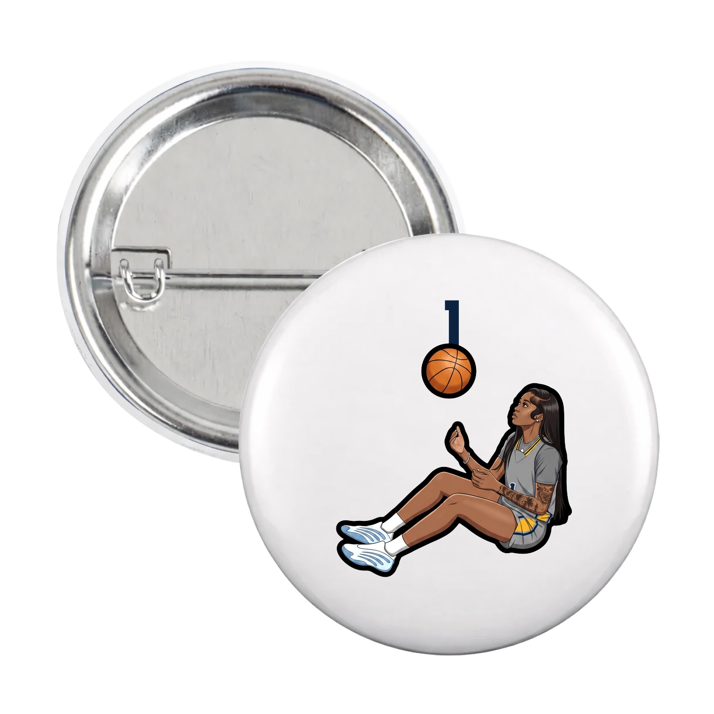 Game Day Button — Number Top in White