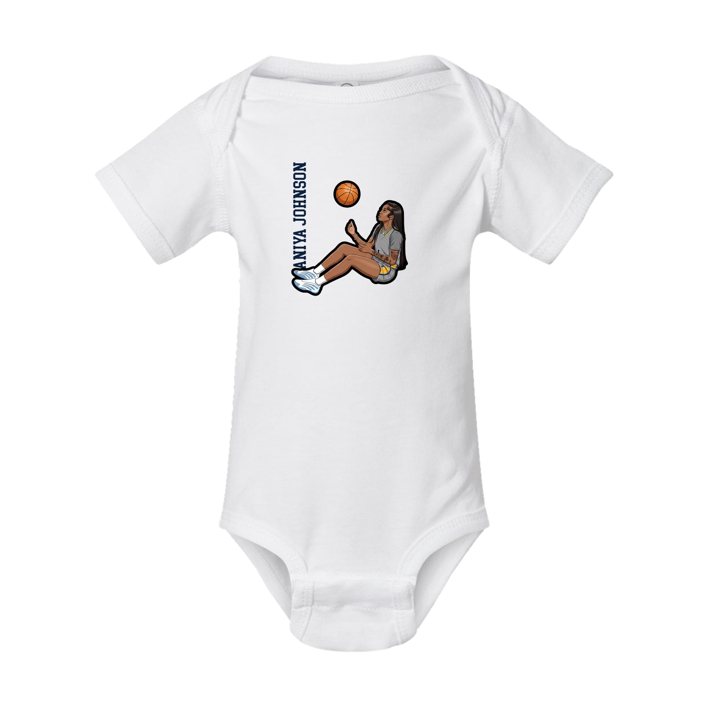 Baby Onesie — Name Vertical in White