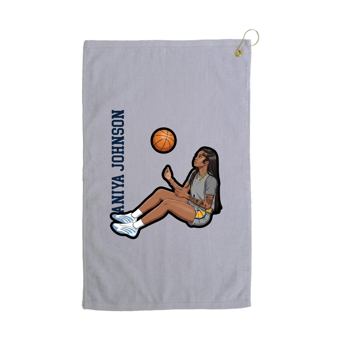 Golf Towel — Name Vertical in Grey