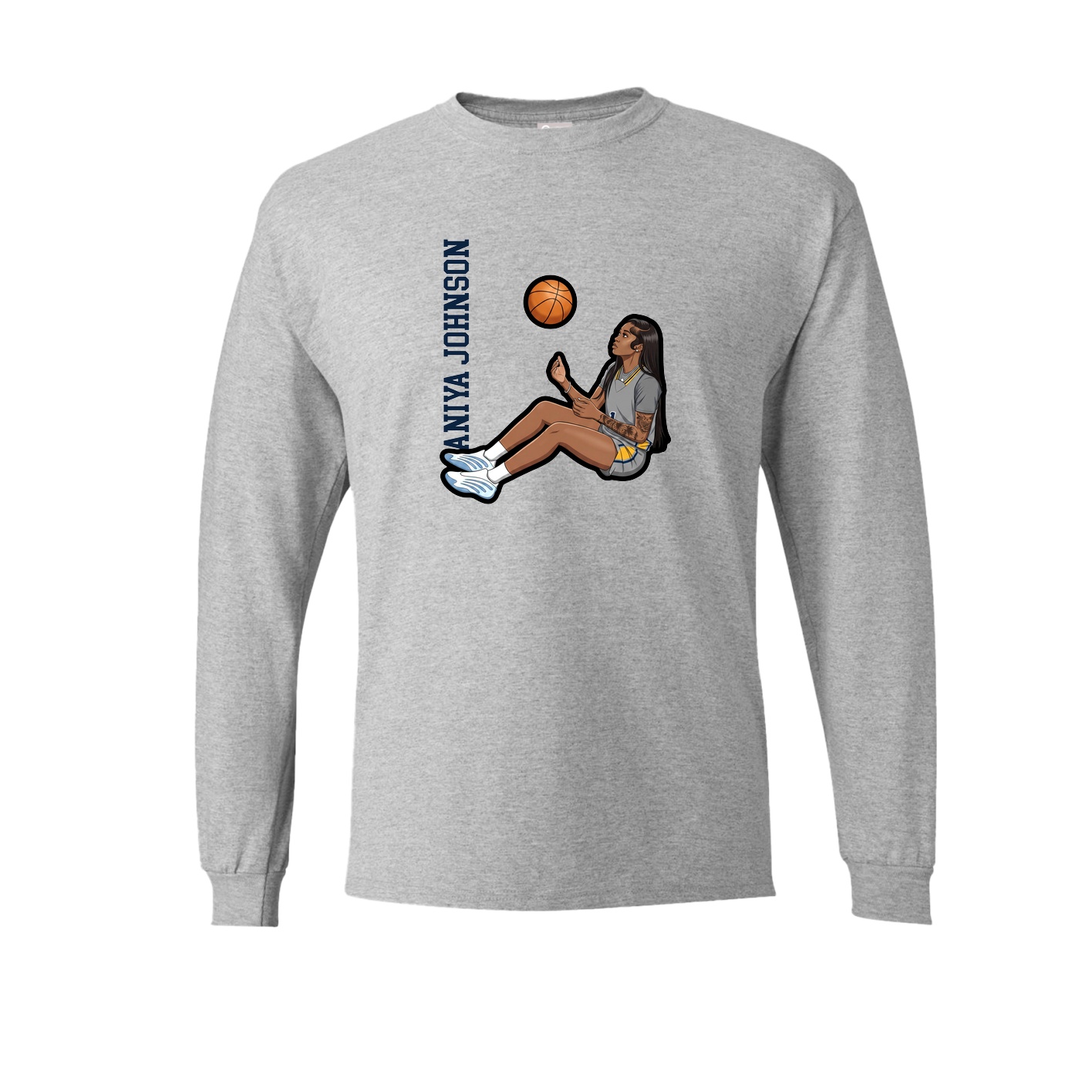 Long Sleeve Tee — Name Vertical in Grey