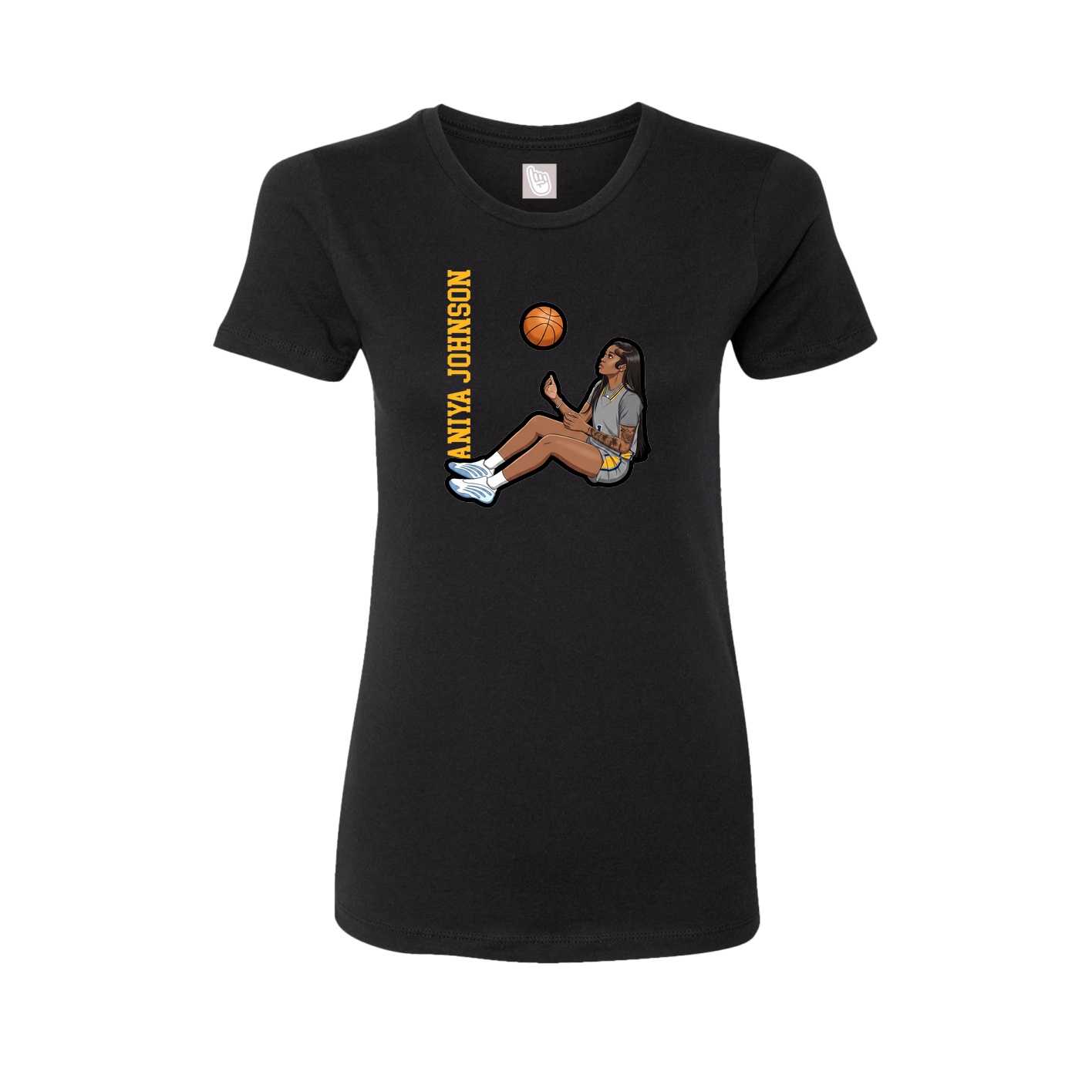 Womens Tee — Name Vertical in Black