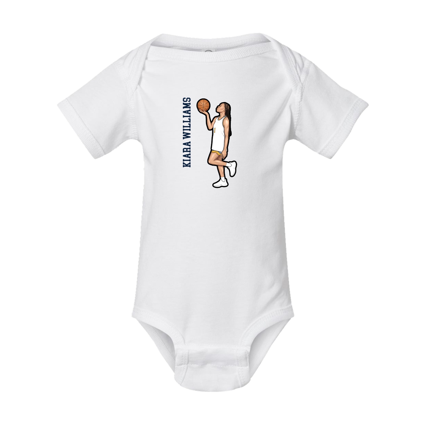 Baby Onesie — Name Vertical in White