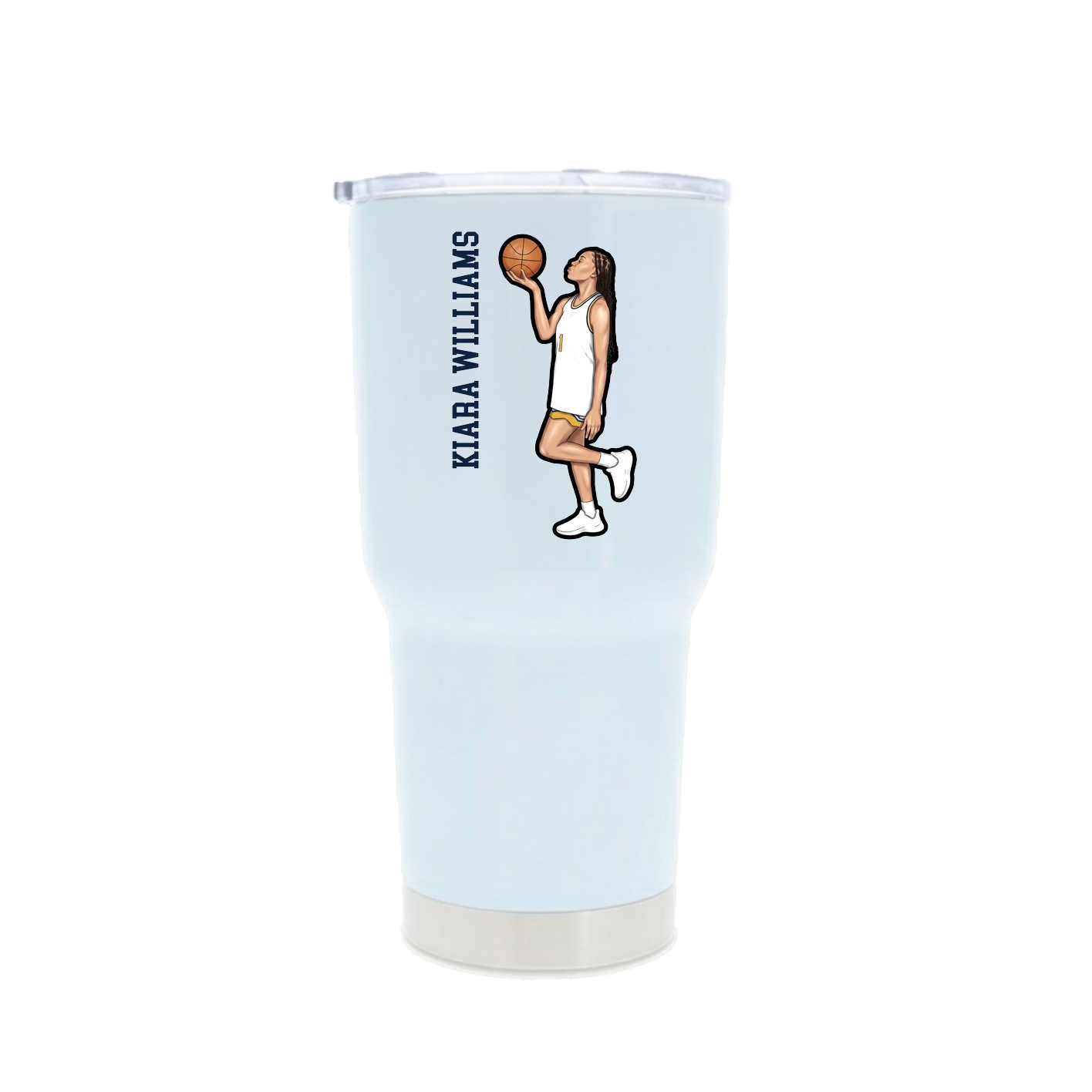 30oz Stainless Steel Tumbler — Name Vertical in White