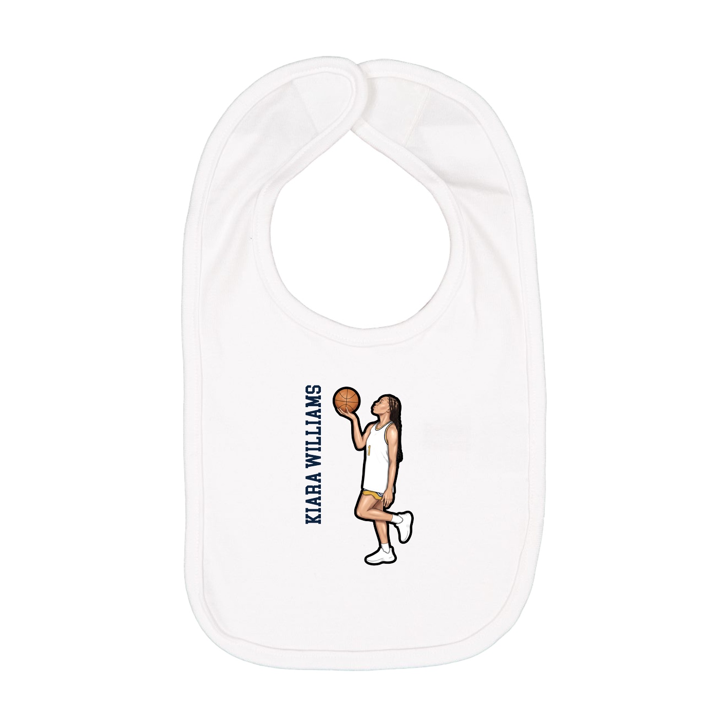 Infant Bib — Name Vertical in White