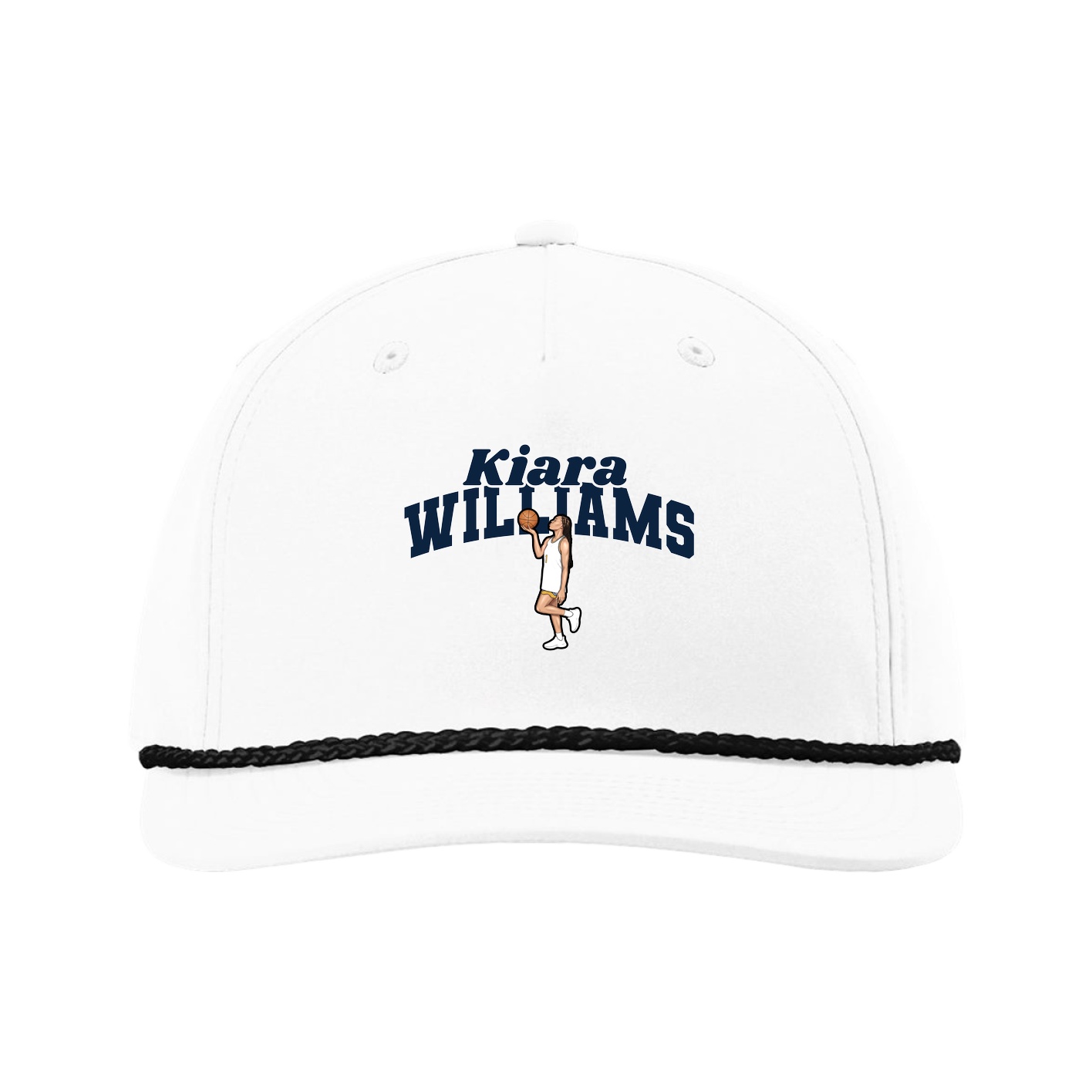 Five-Panel Classic Rope Cap — Signature Arch in White